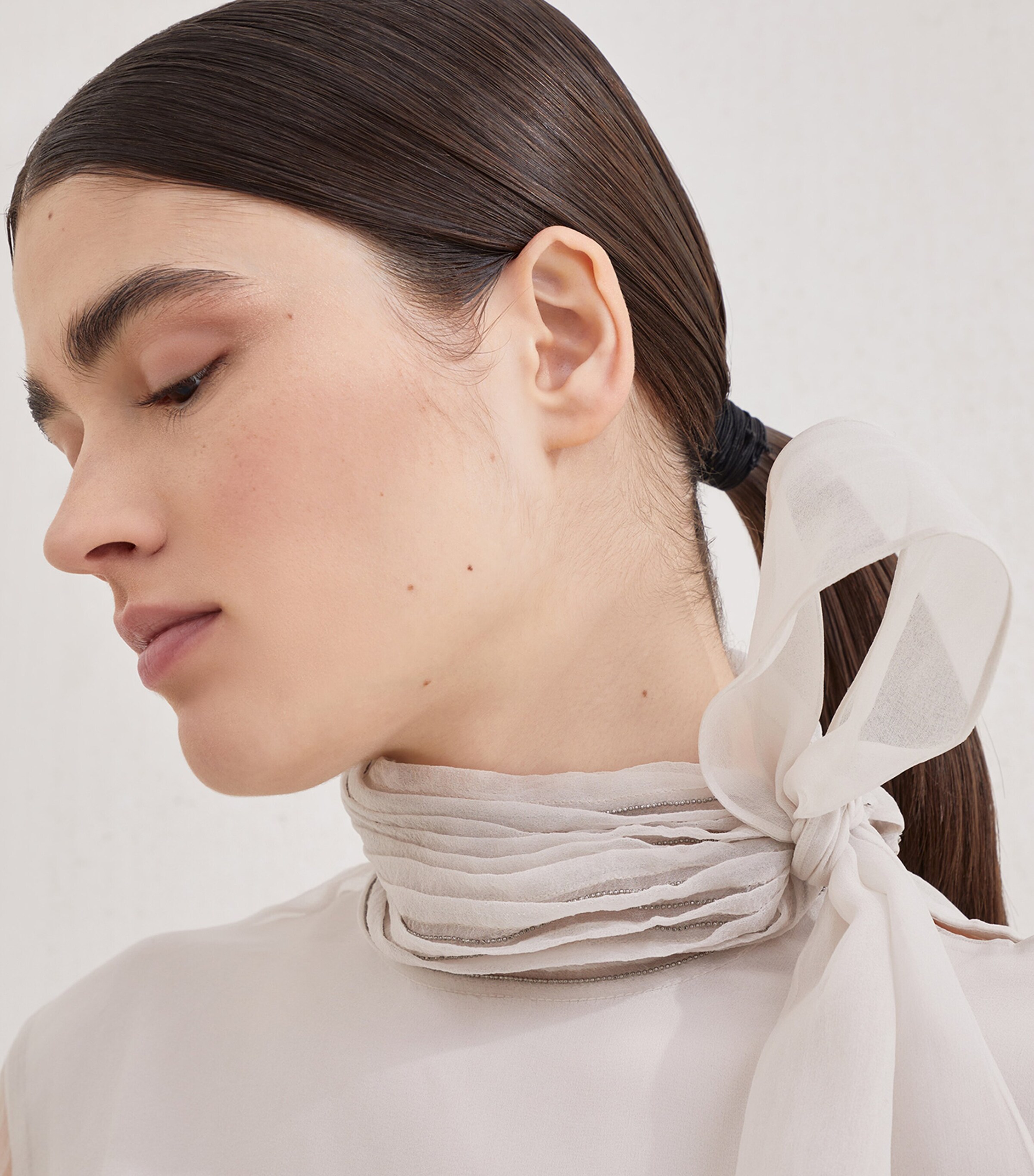 Silk Pussybow Long-Sleeve Top C8553 Image 6