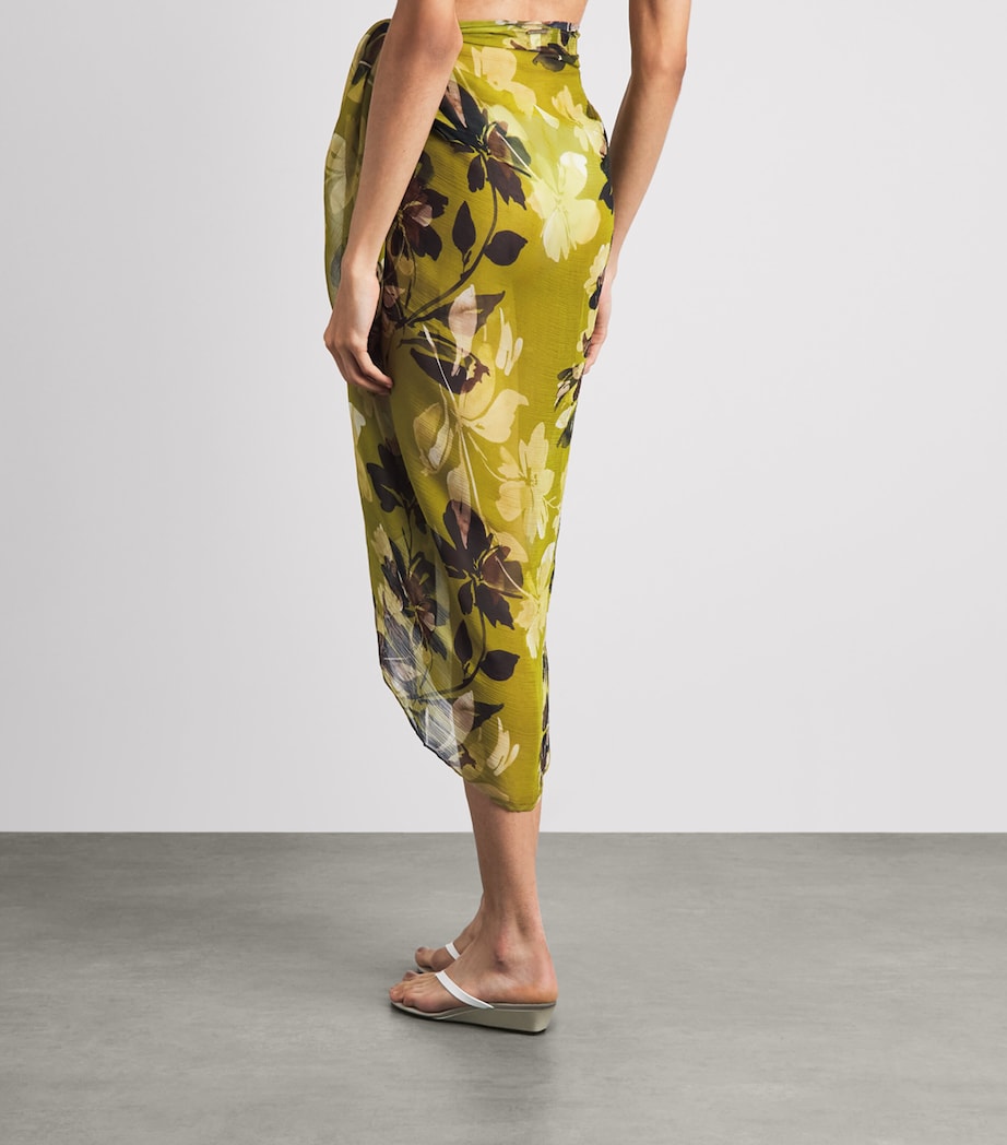 AWAY THAT DAY Womens Santorini Sarong Chartreuse Flr Print Image 5