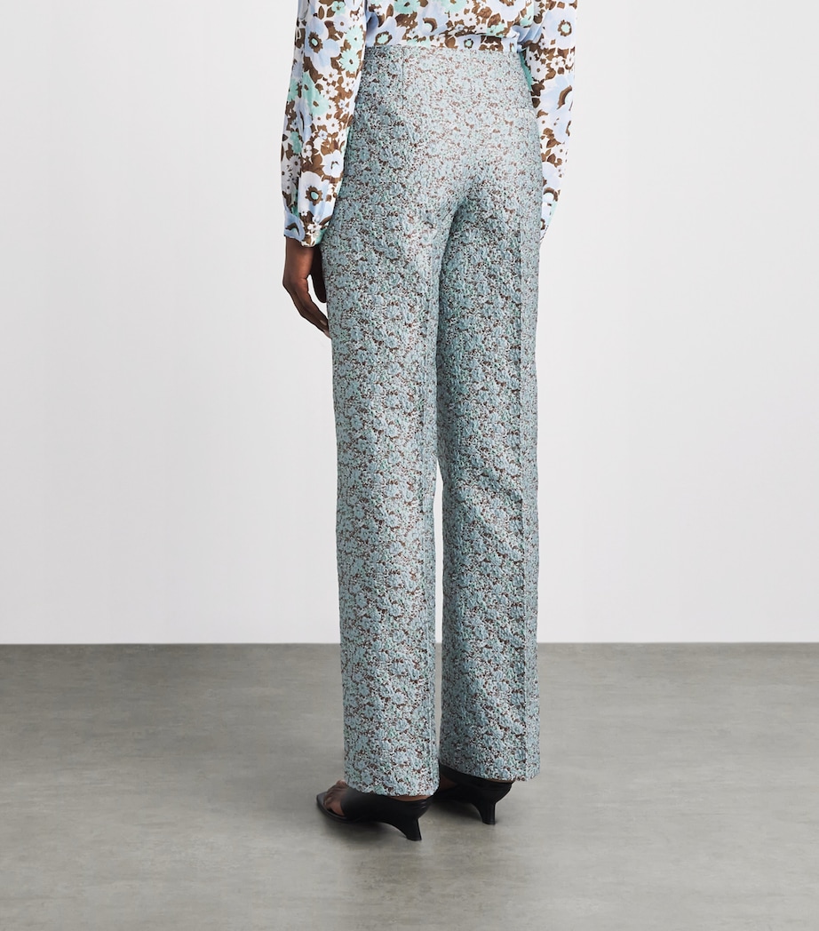 Tory Burch Womens Jacquard Trousers Blue Floral Image 5