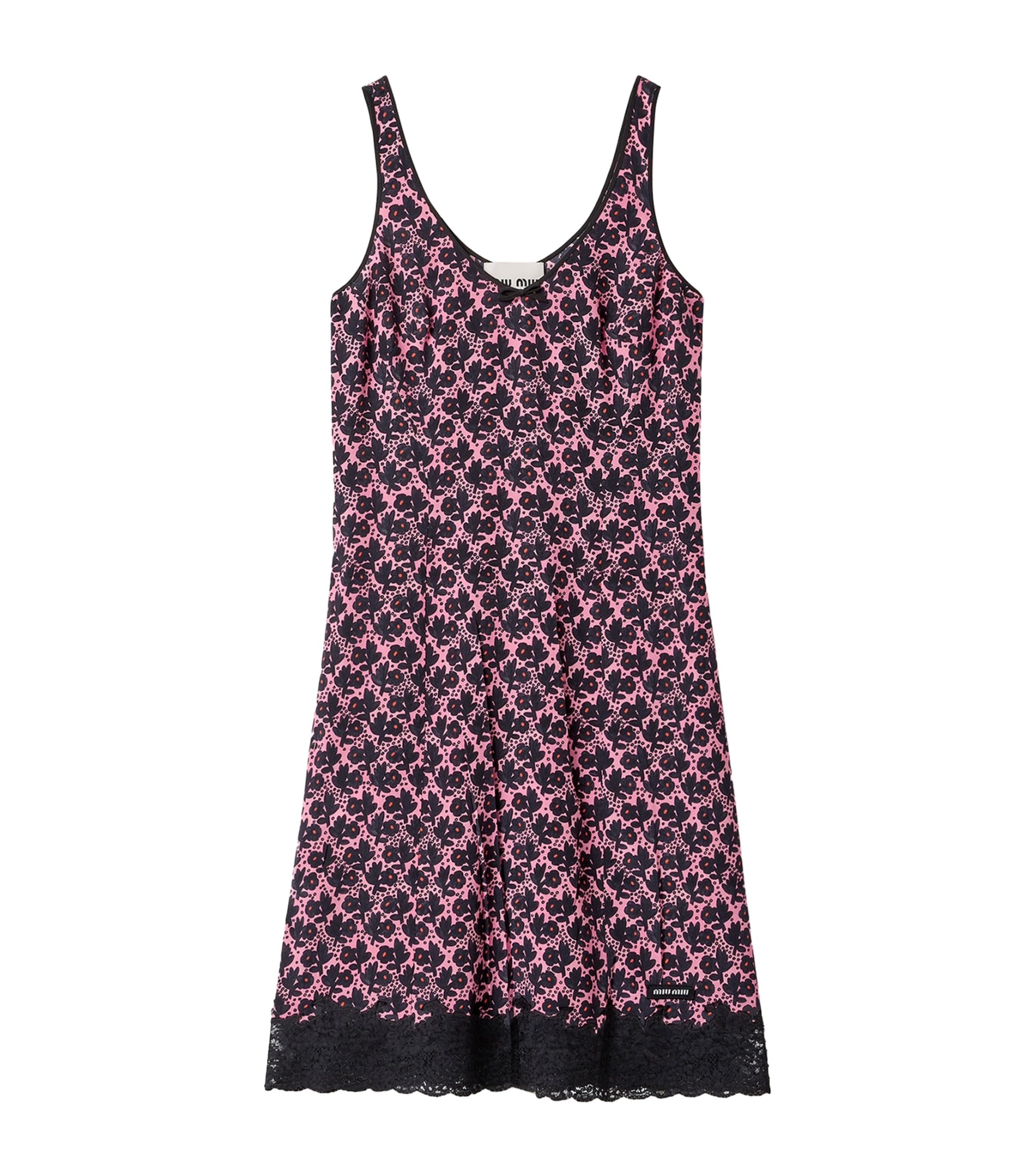 Miu Miu Womens Silk Floral Print Mini Dress Pink Image 1