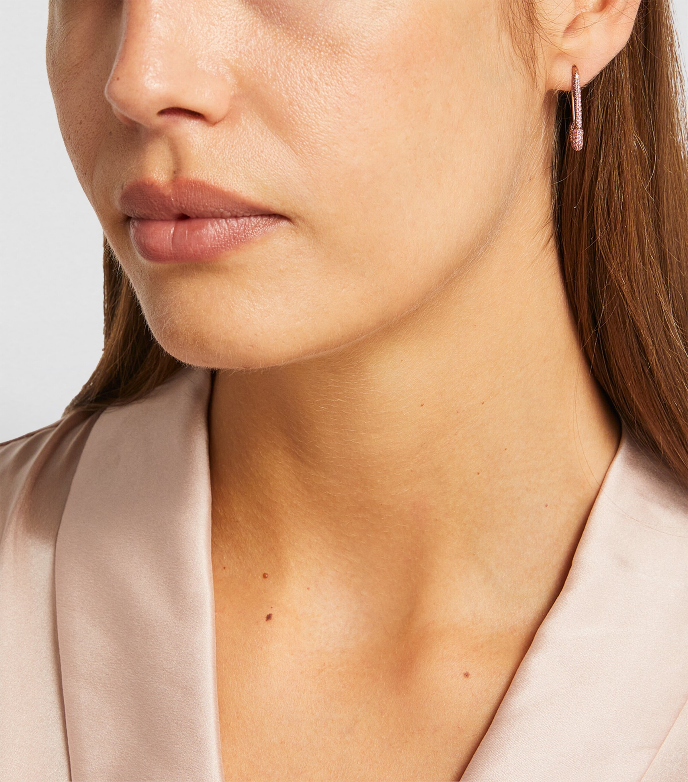 Anita Ko Rose Gold and Sapphire Safety Pin Single Left Earring Rose Gold Image 5