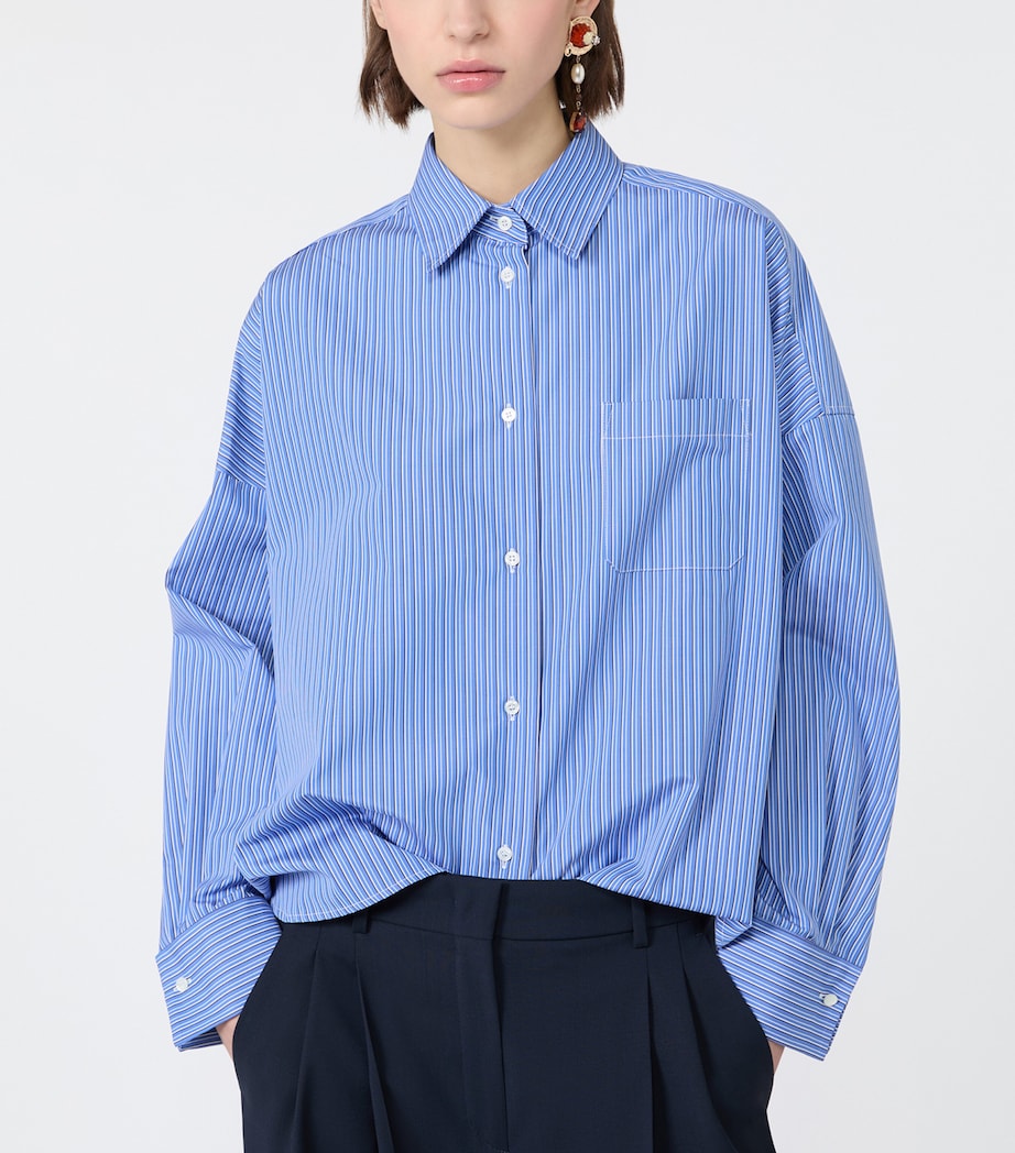 Weekend Max Mara Womens Cotton Stripe Cropped Shirt Cornflower Blue Image 5