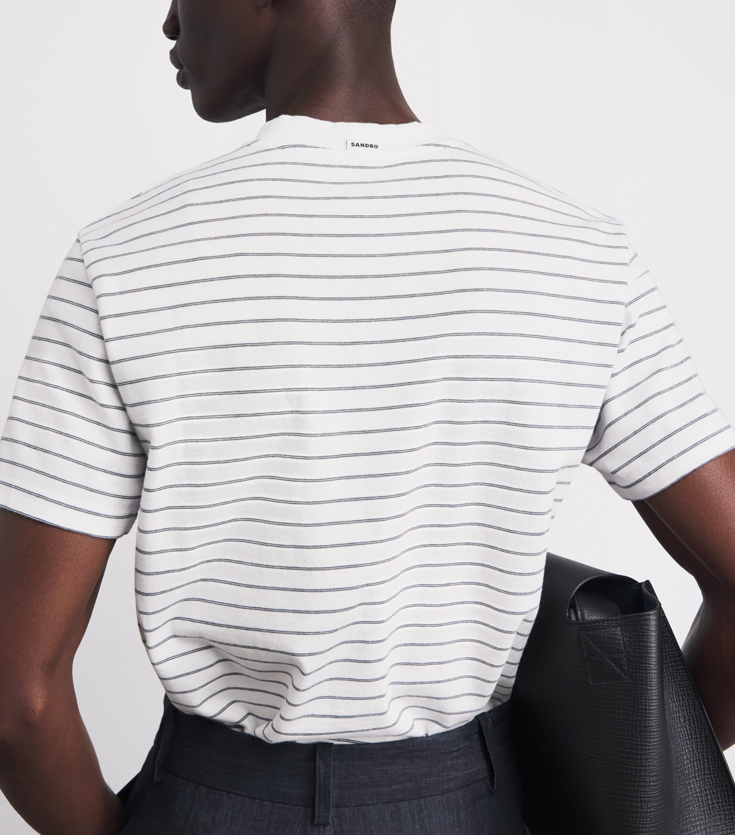 Sandro Paris Mens Cotton Sailor T-Shirt White / Black Image 3