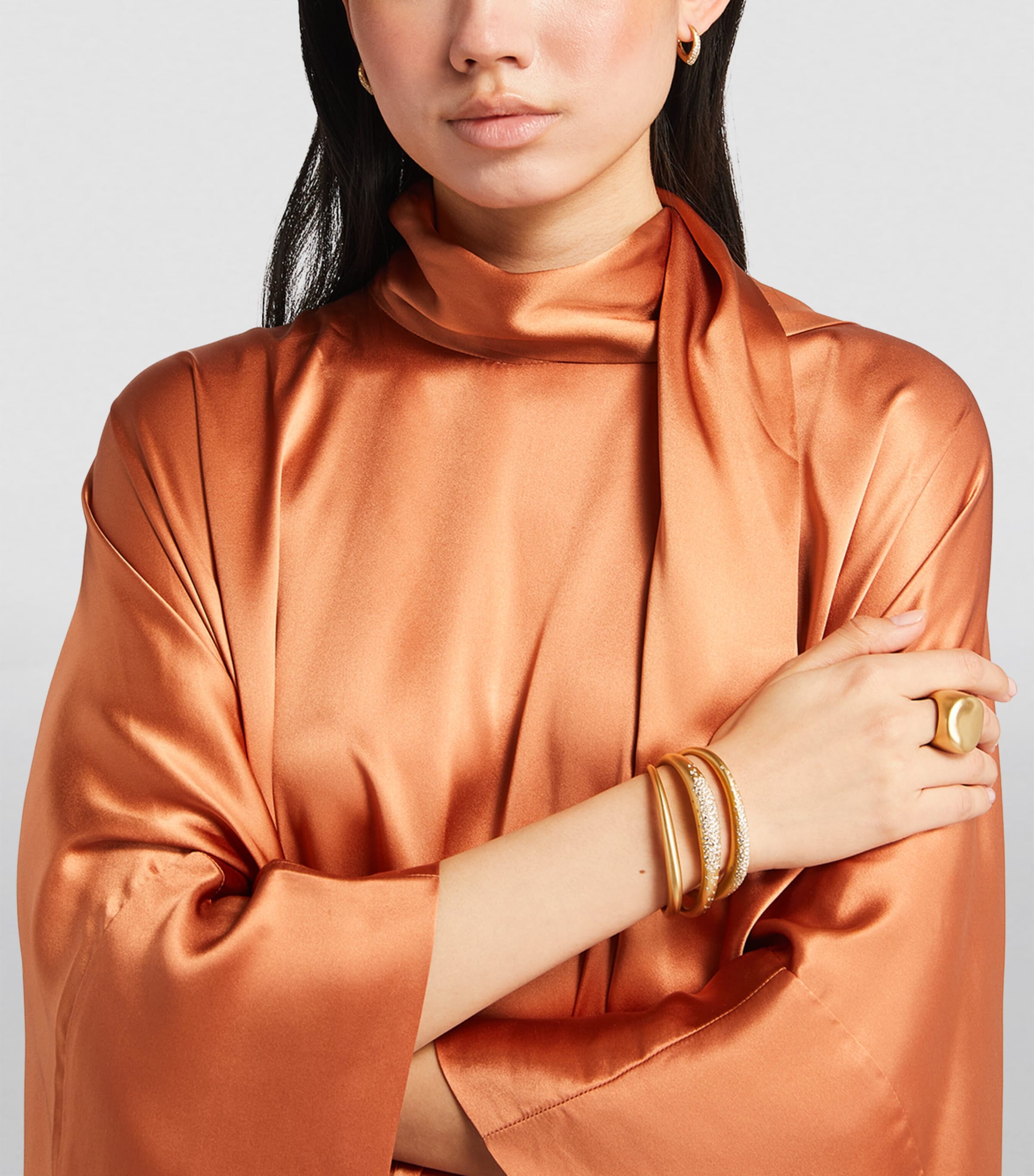 Yellow Gold and Diamond Doors of Opportunity Mini Hoop Earrings YELLOW GOLD Image 5