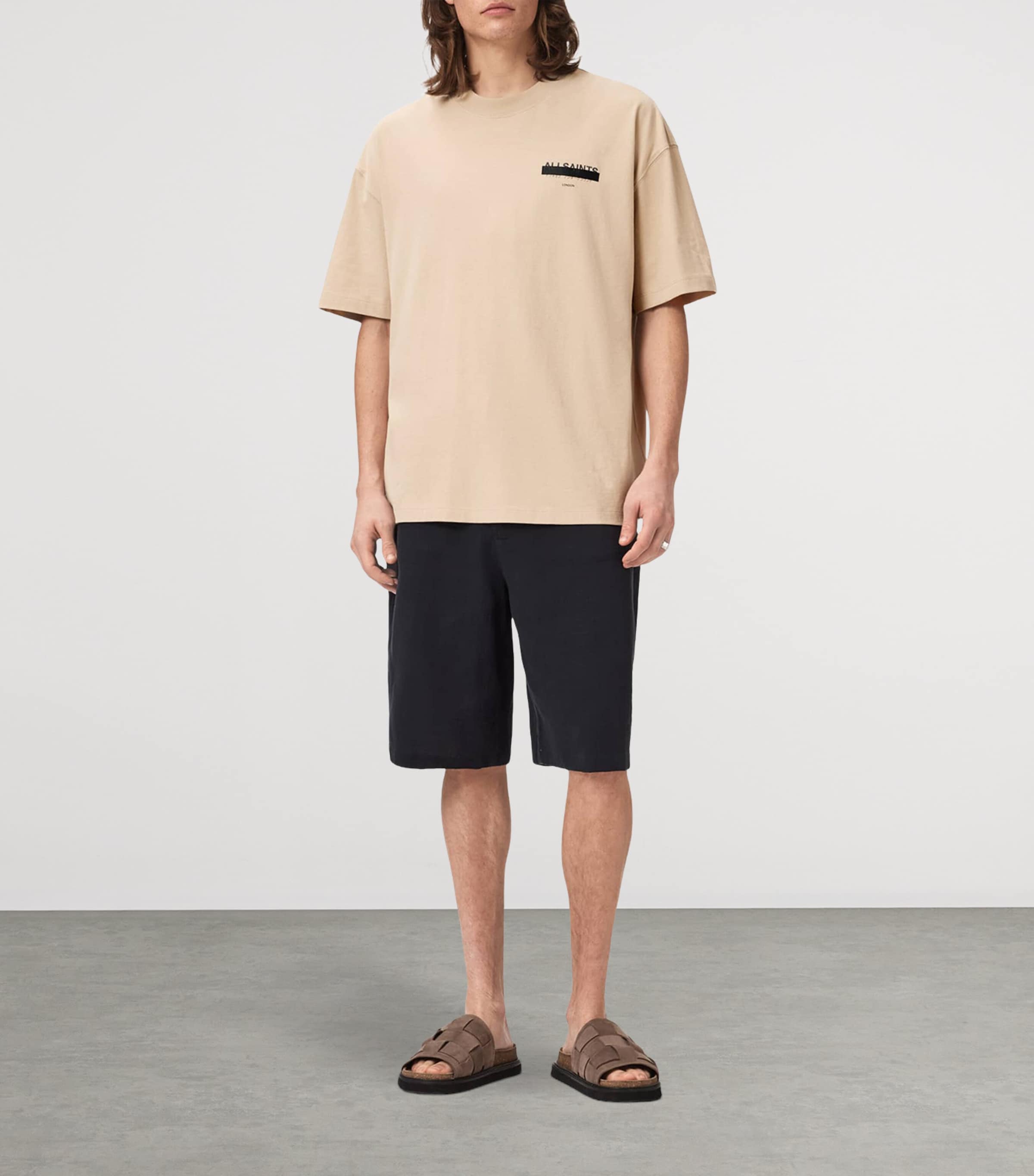 AllSaints Mens Organic Cotton Redact T-Shirt Sunset Brown Image 2