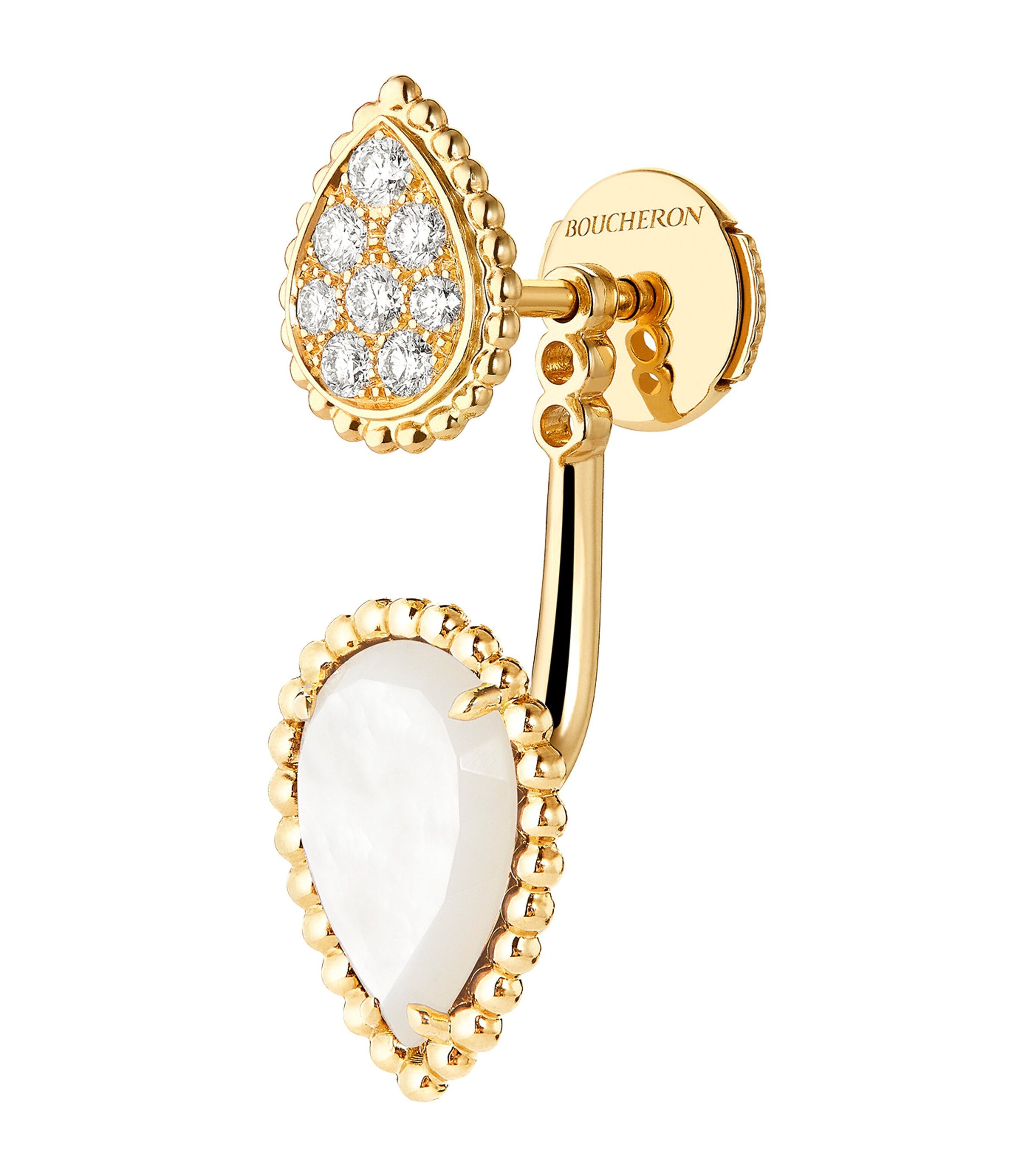Yellow Gold Serpent Bohème Stud Earring WHITE Image 3