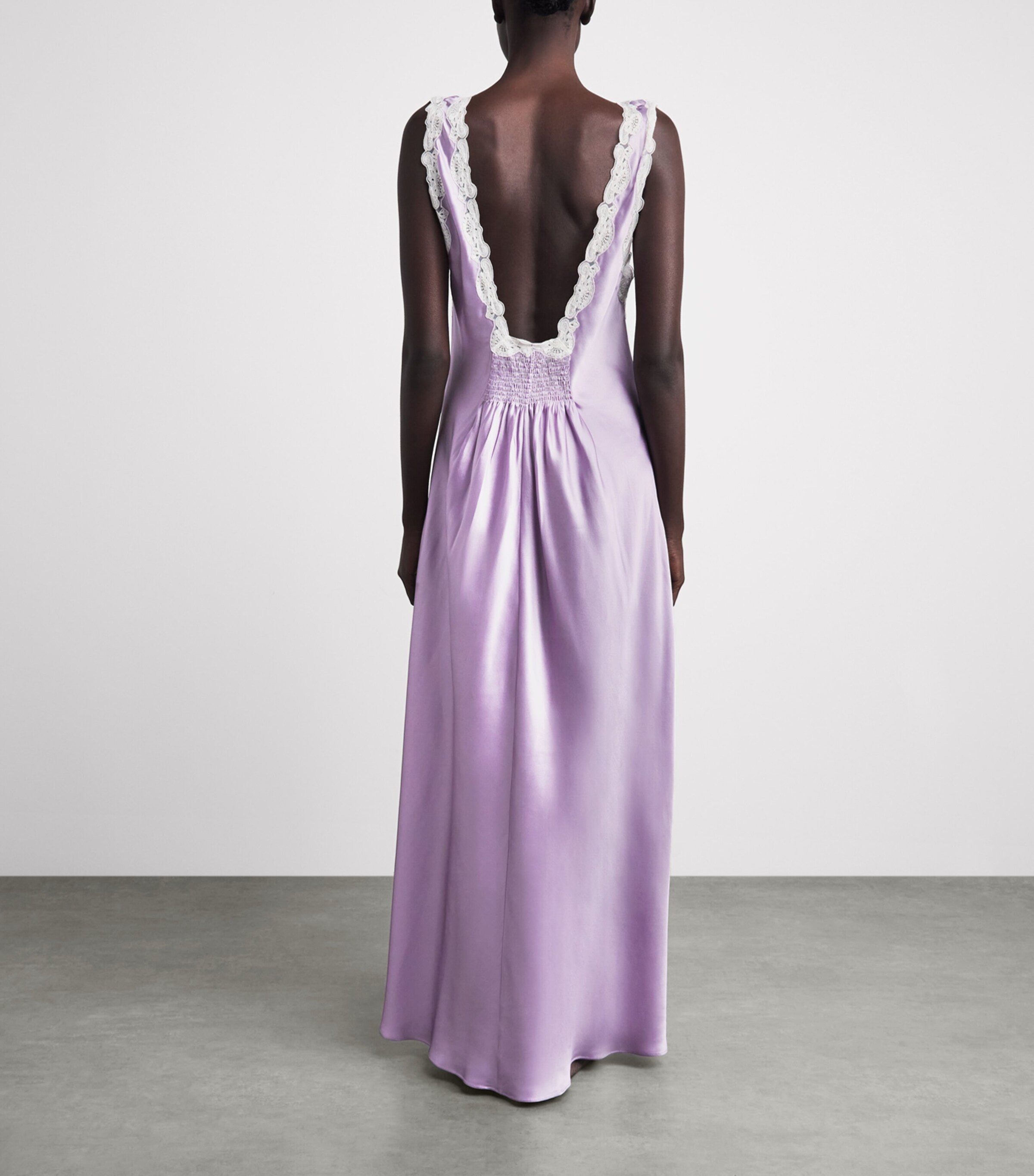 Loretta Caponi Womens Silk-Lace Albina Slip Dress Lilac Image 5