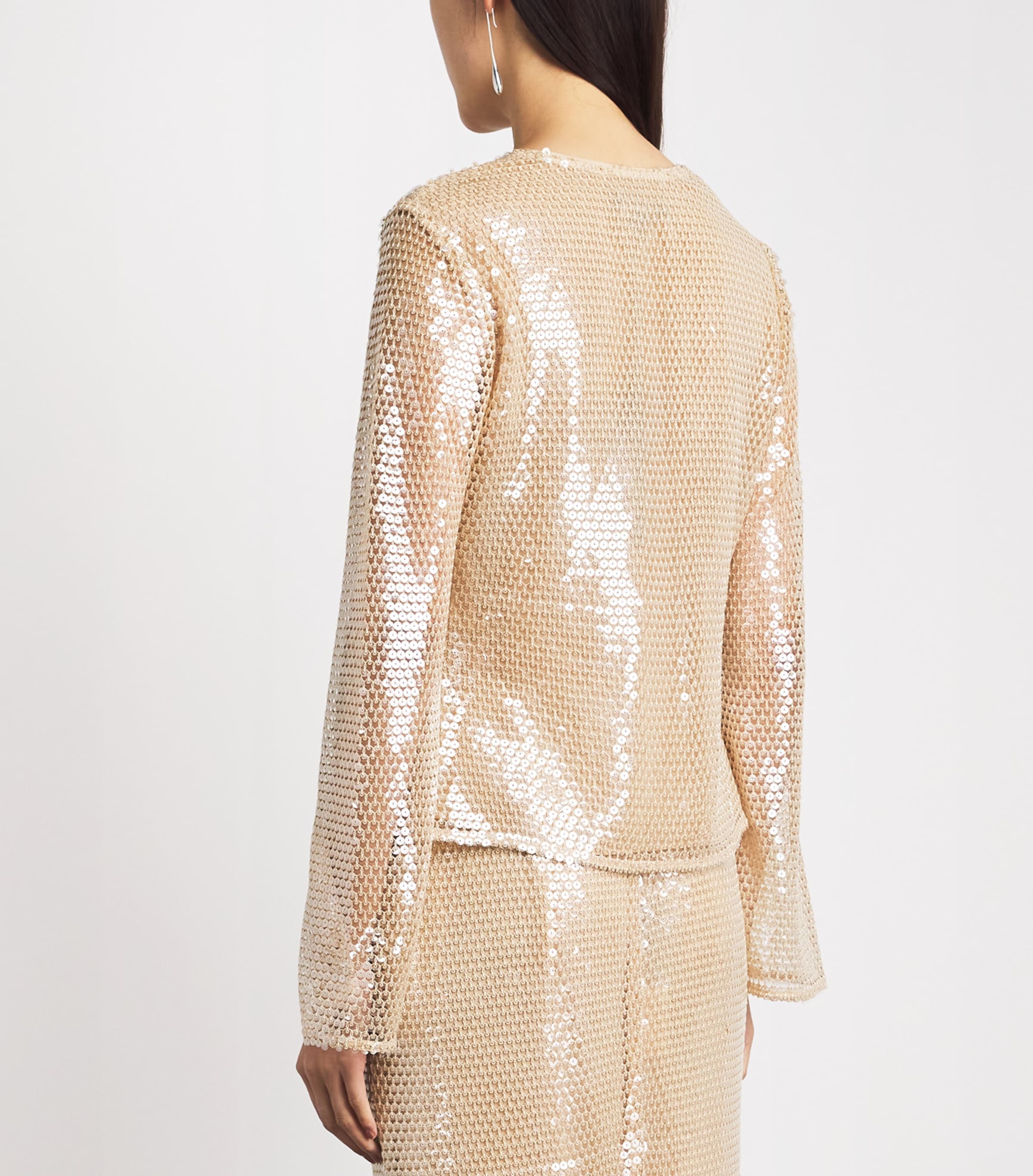 Toccin Womens Sequinned Zuri Blouse Sand Dune Image 5