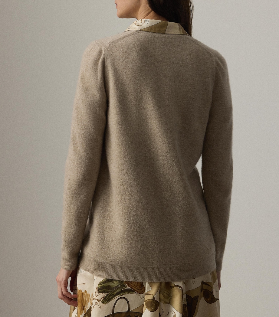 Cashmere-Blend V-Neck Cardigan TAN MULTI Image 3