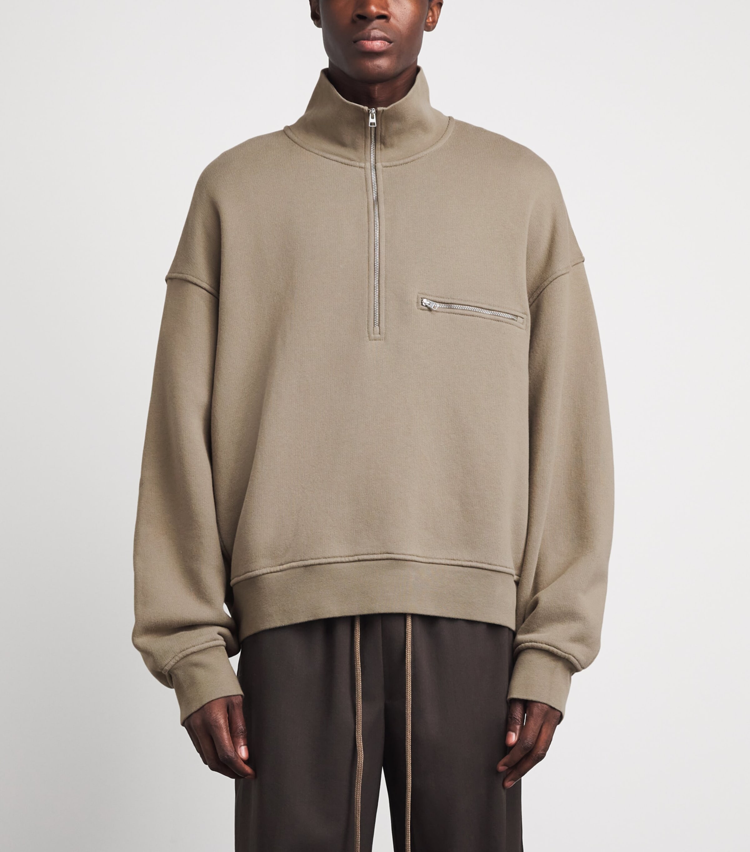 AGOLDE Mens Cotton Pavillion Half-Zip Sweatshirt Trail Image 4