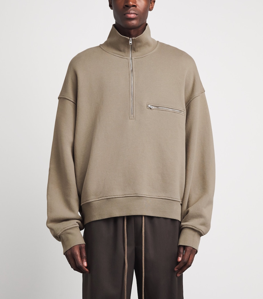 AGOLDE Mens Cotton Pavillion Half-Zip Sweatshirt Trail Image 4