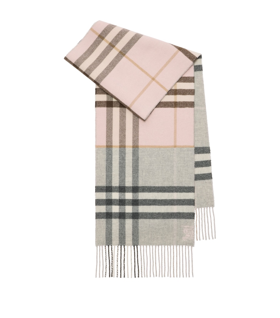 Cashmere Contrast Check Scarf BOW PINK/MITTEN GREY Image 1