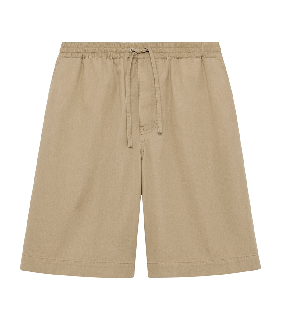 LOEWE Mens Cotton Logo-Pocket Shorts Beige Image 1
