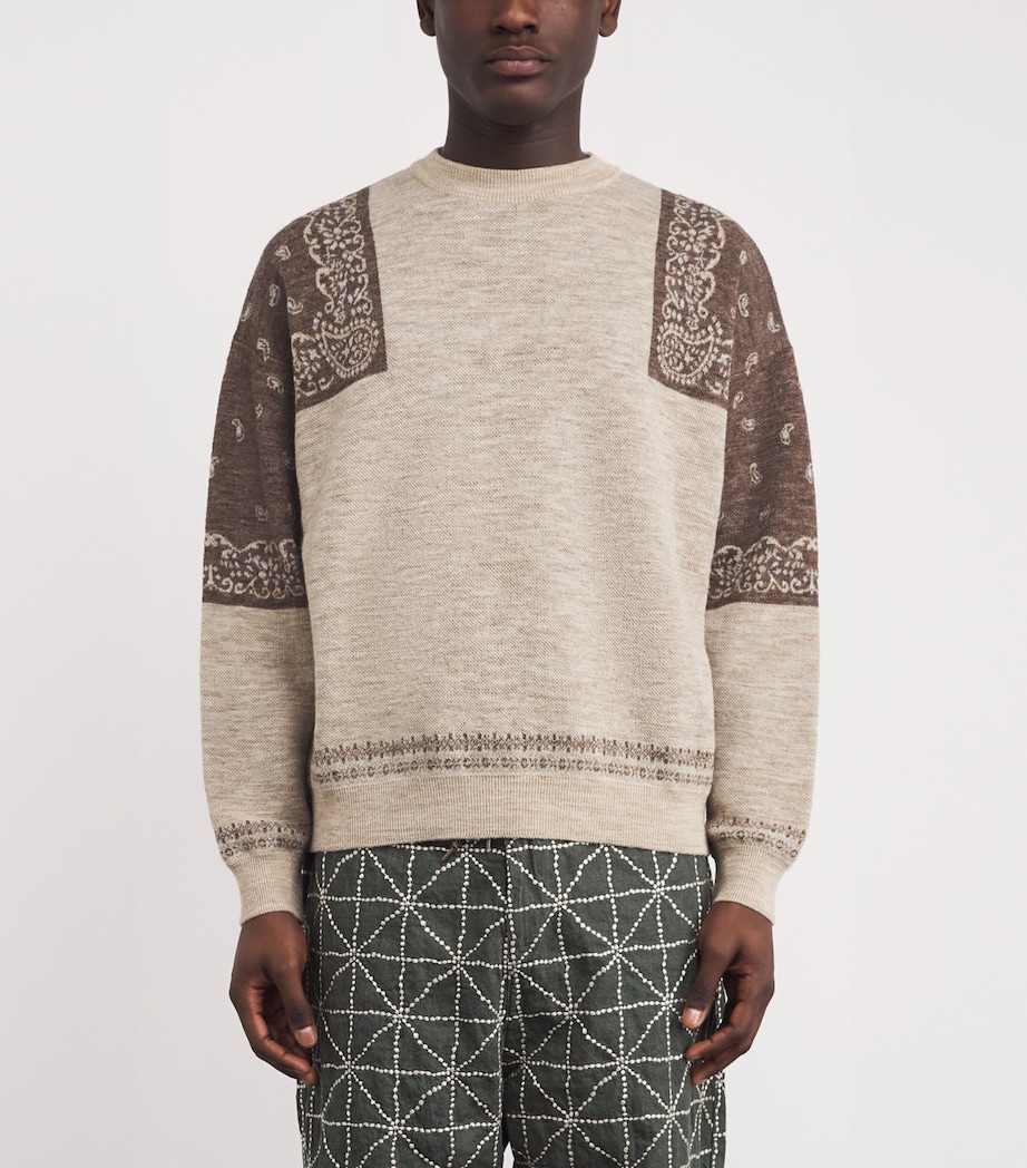 Wool Bandana Jacquard Sweater BROWN Image 3