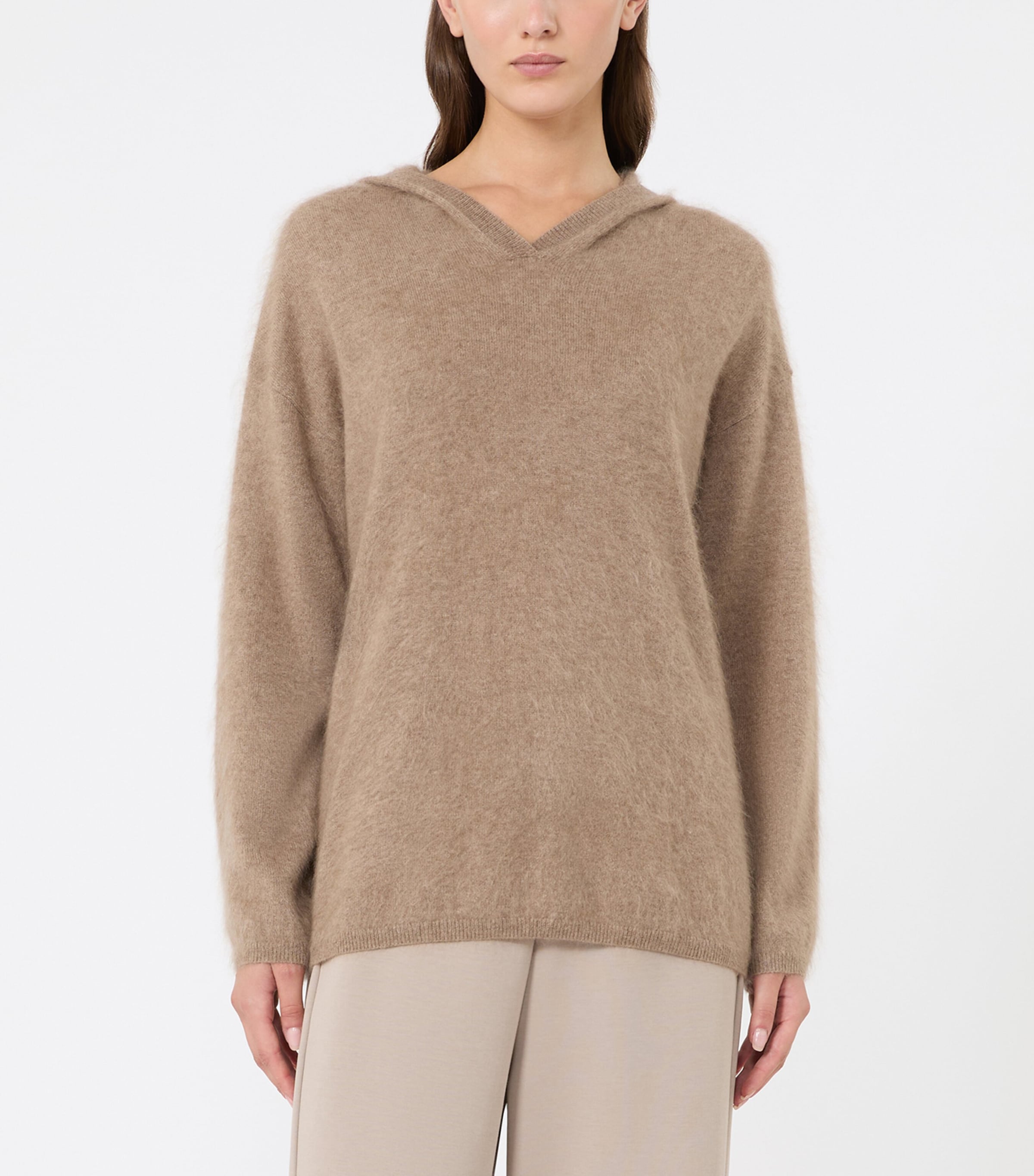 Max Mara Womens Cashmere Hooded Sweater Clay Image 3