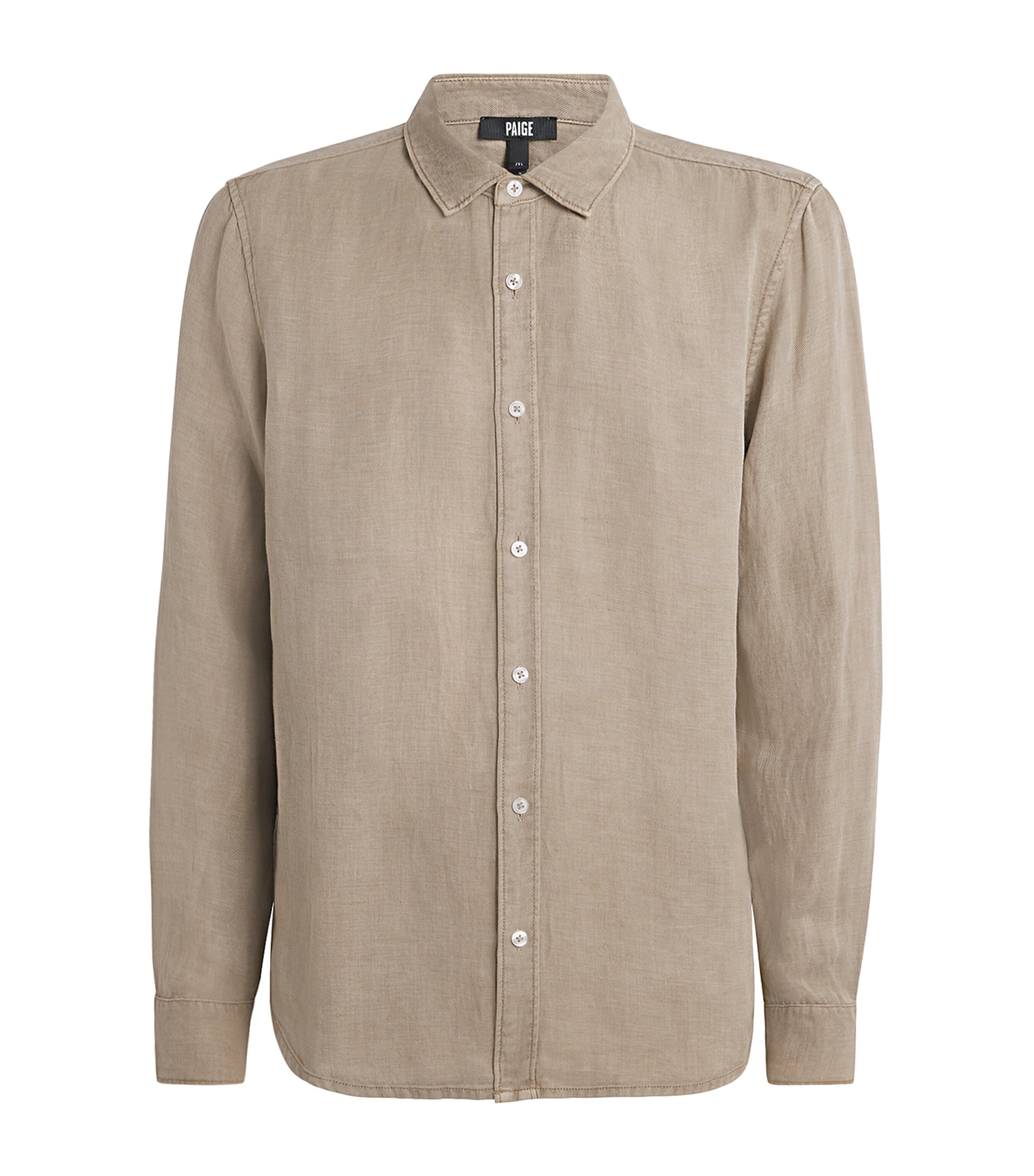 PAIGE Mens Linen-Blend Peters Shirt Cocoa Dust Image 1
