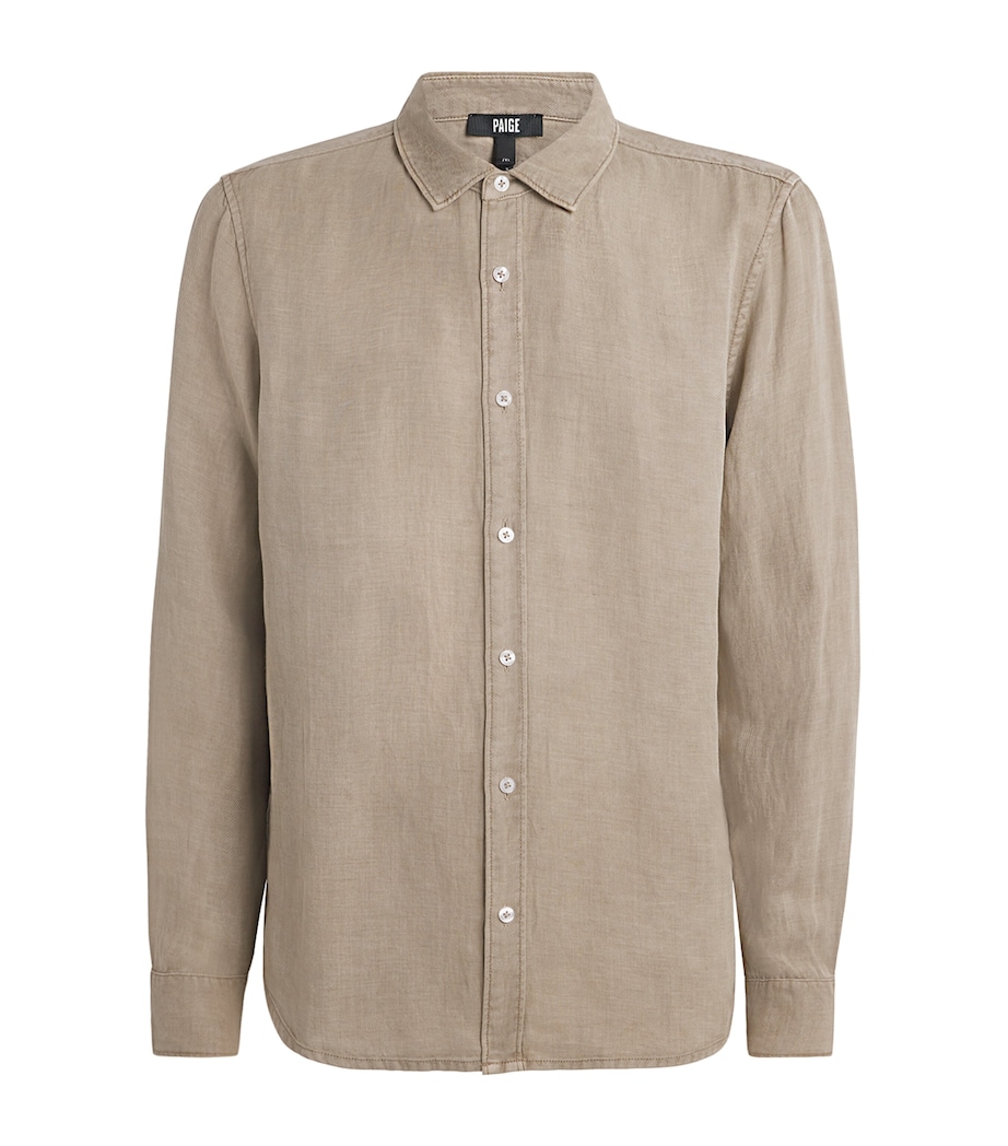 PAIGE Mens Linen-Blend Peters Shirt Cocoa Dust Image 1