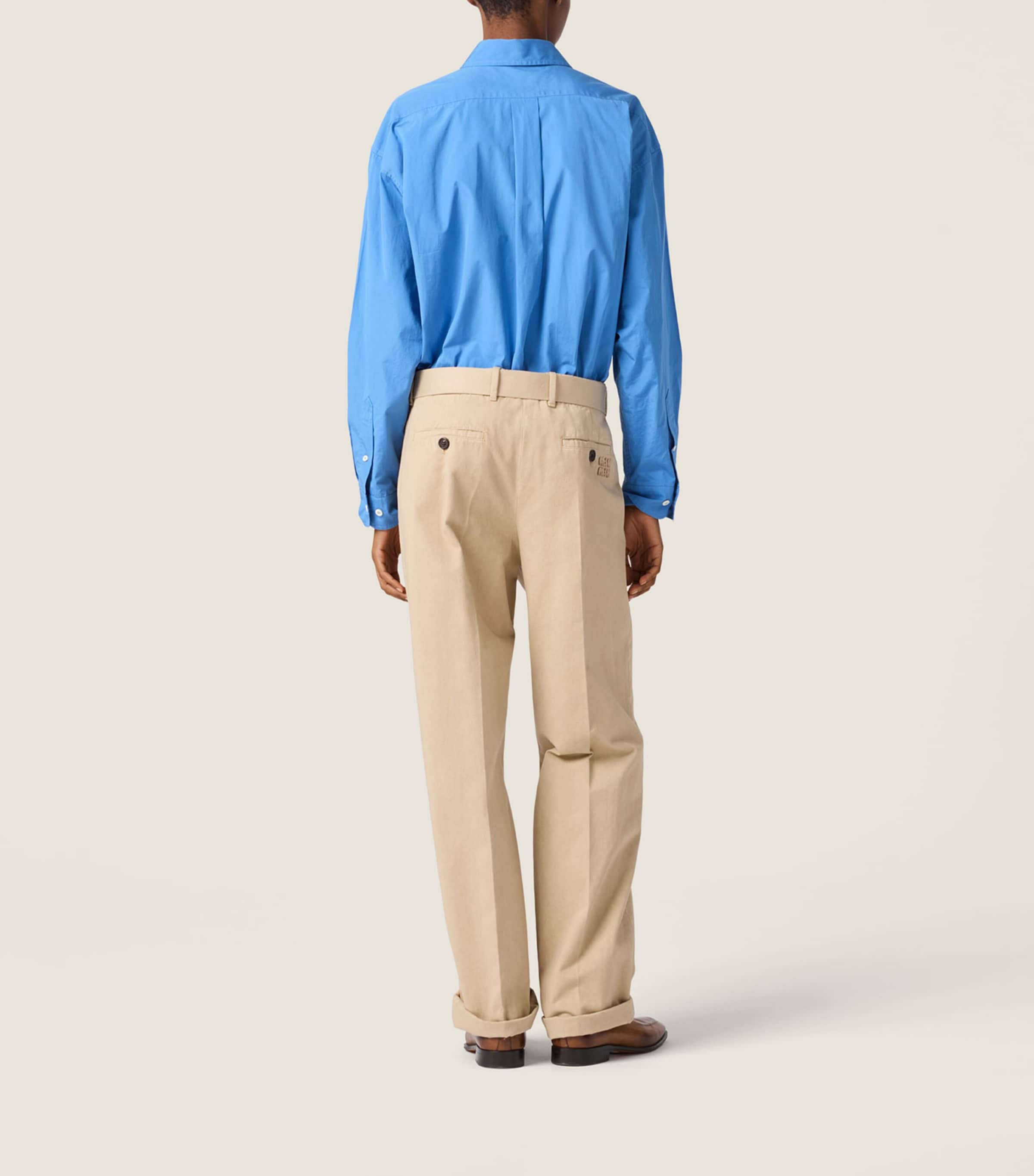 Miu Miu Womens Cotton Gabardine Trousers Neutral Image 3