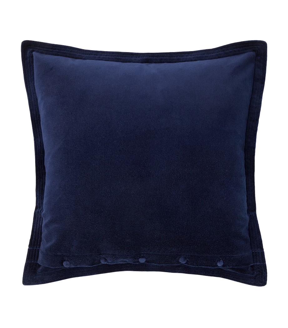 Velvet Monogram-Embroidered Cushion (50cm x 50cm) NAVY Image 2