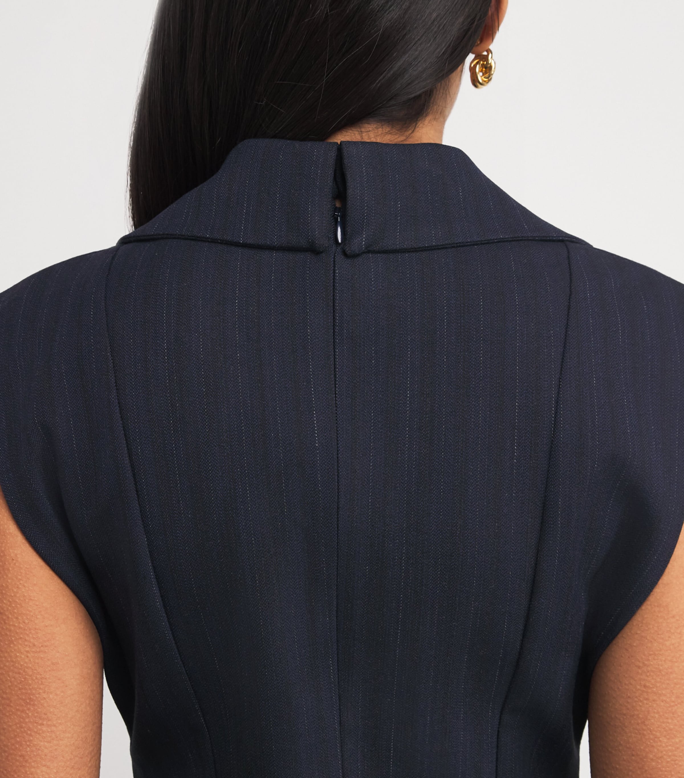 Pinstripe Pleated Mini Dress DUAL-COLOR Image 6