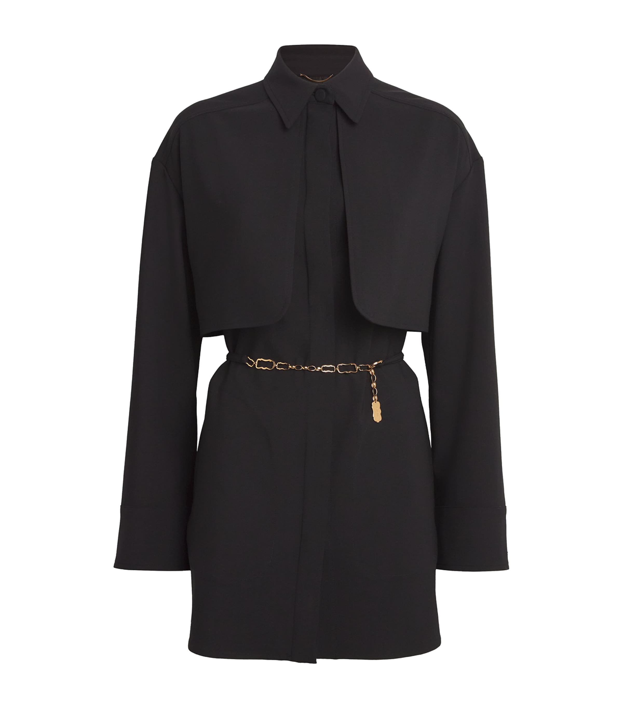 Agnona Wool-blend Chain-detail Trench Coat In Black