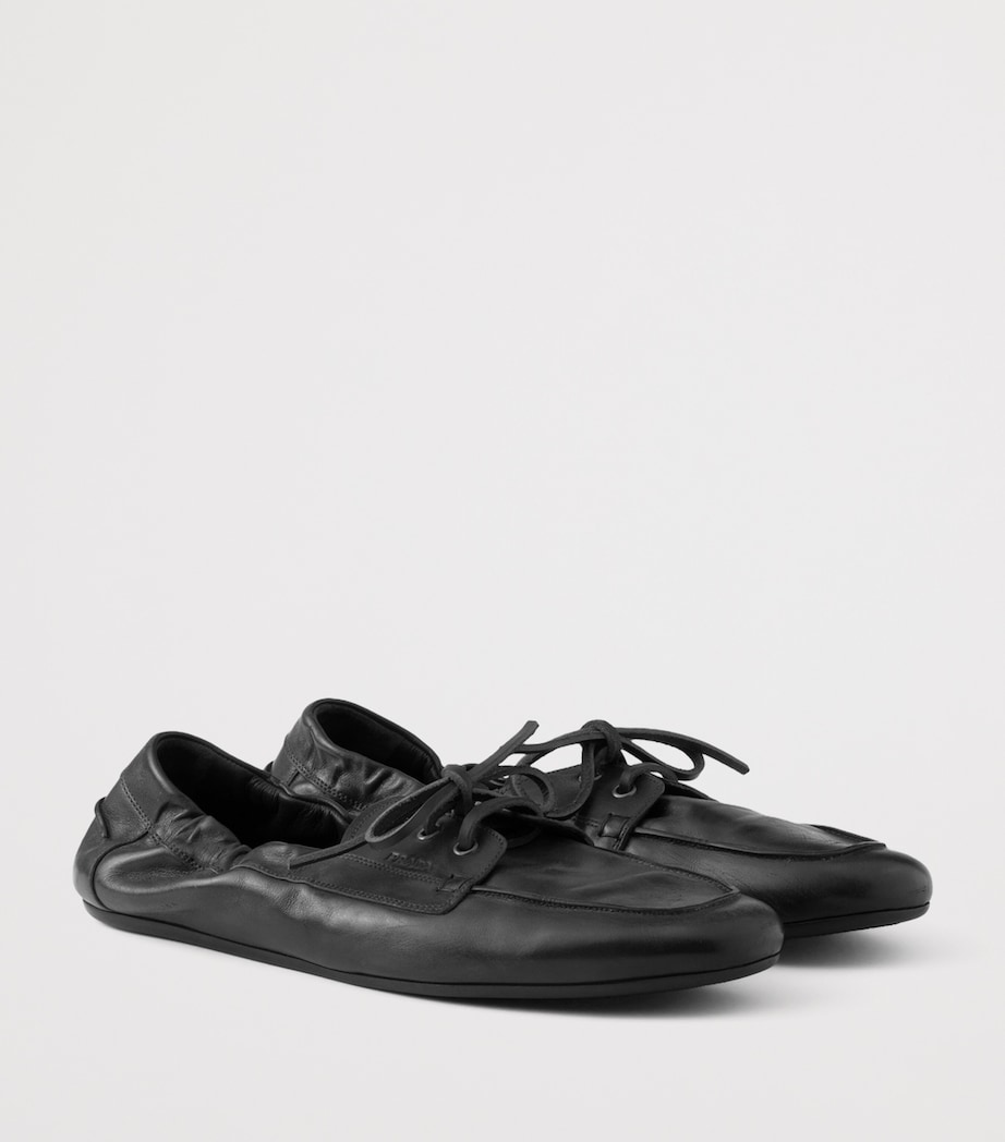 Prada Antiqued Leather Shuffle Loafers Black Image 2