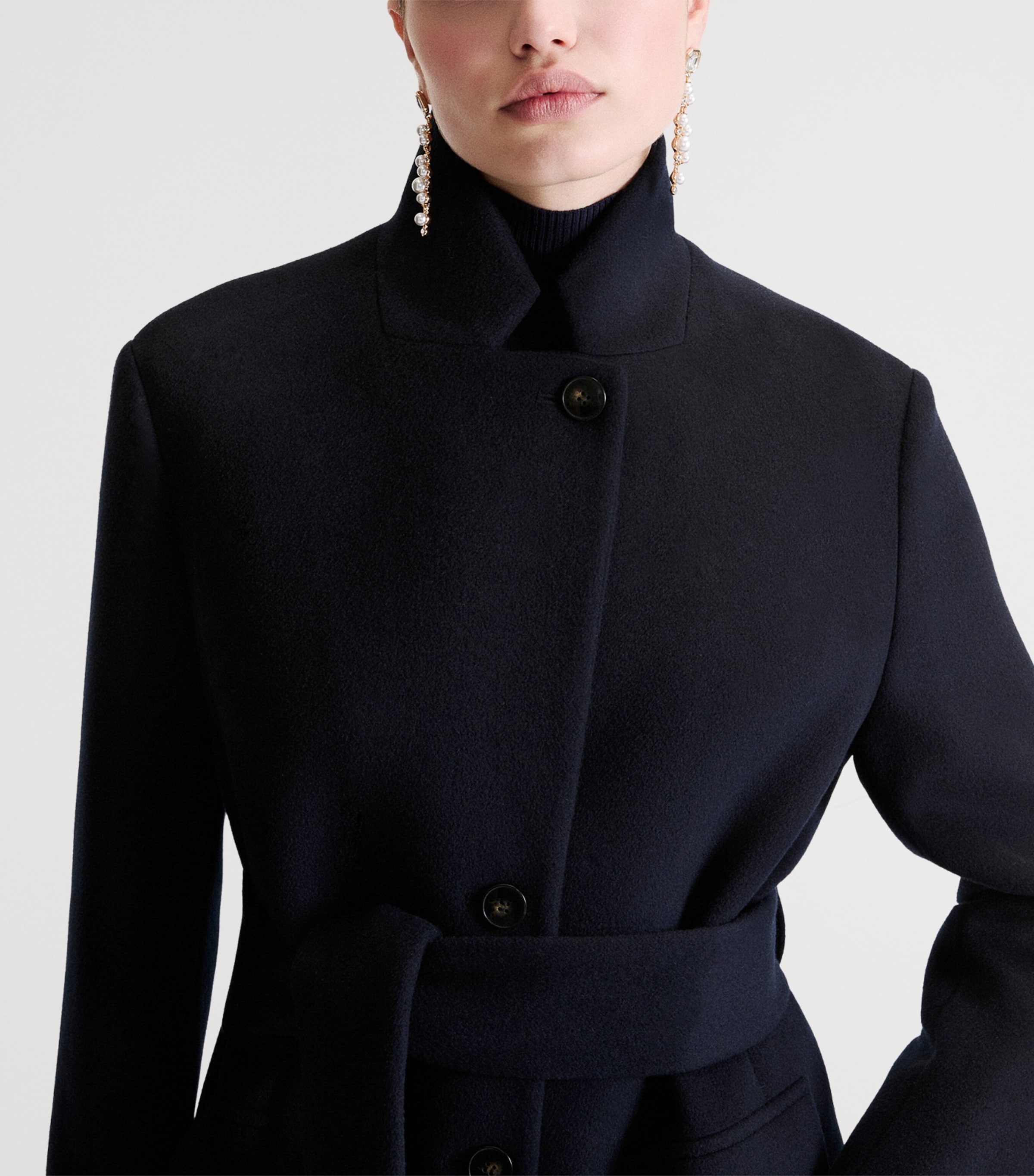 Marella Womens Virgin Wool Wrap Coat Navy Image 5