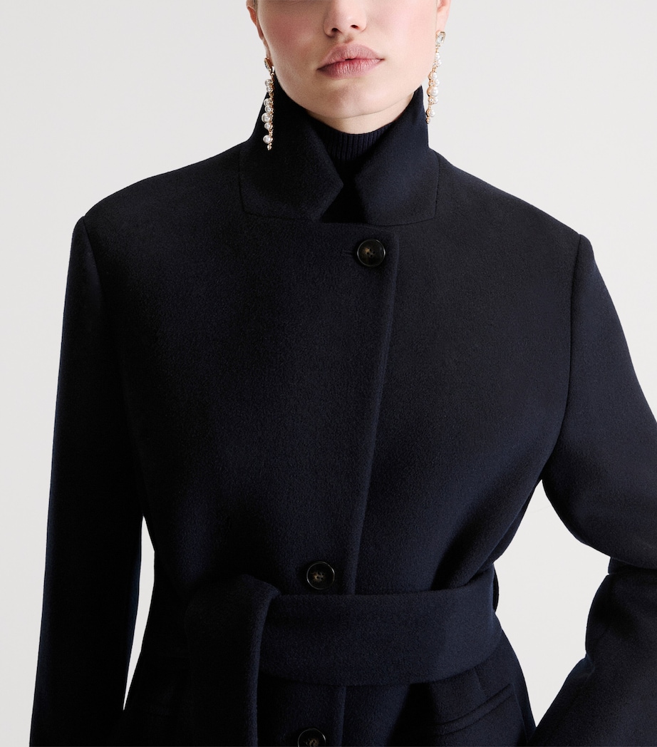 Marella Womens Virgin Wool Wrap Coat Navy Image 5