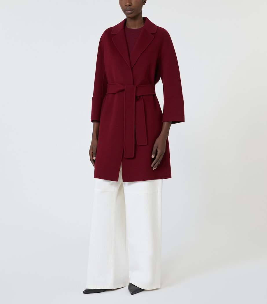 Max Mara Womens Wool Robe Coat Bordeaux Image 3