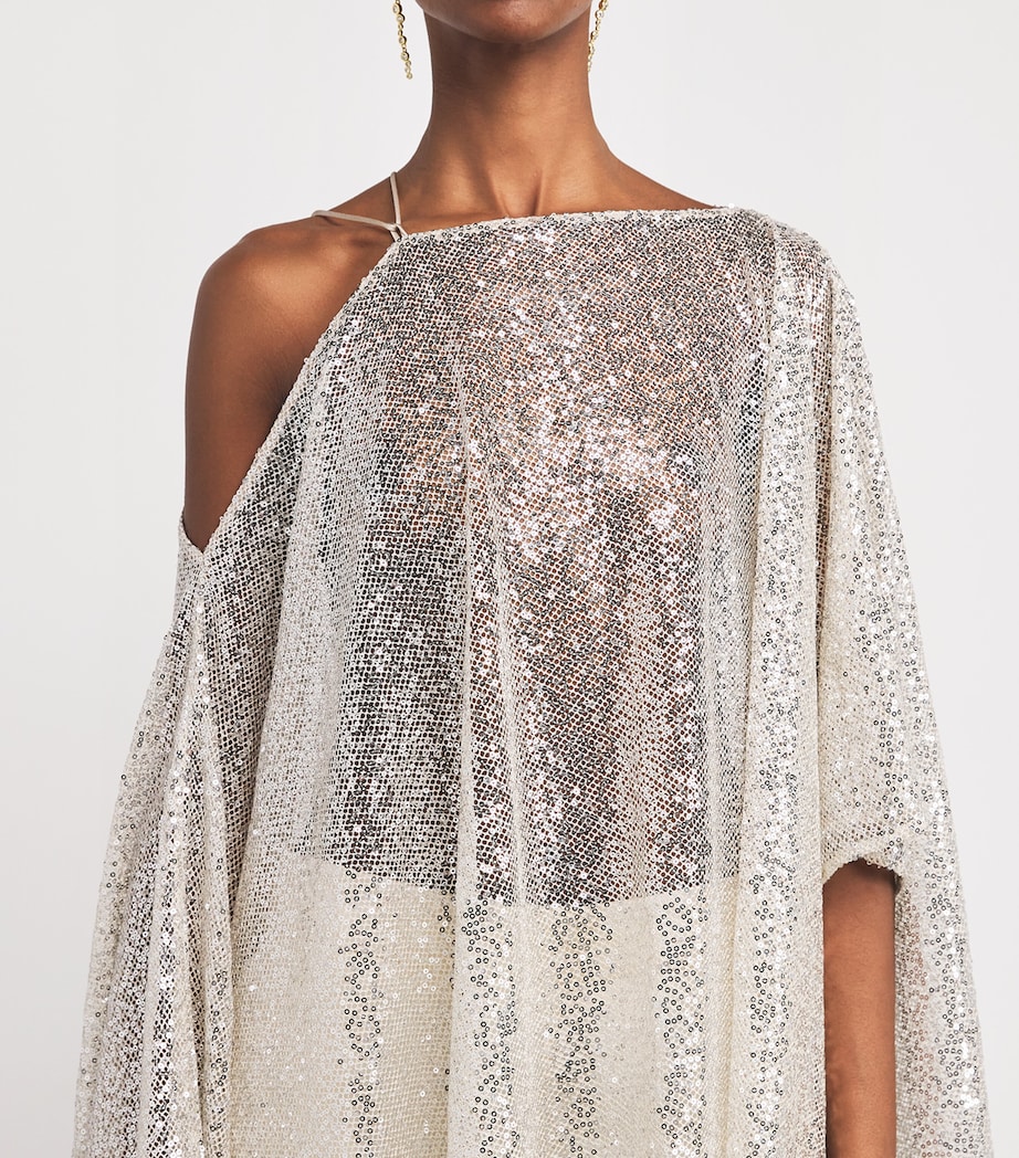 Semi-Sheer Sza Sza Disco Mini Dress CHAMPAGNE Image 6
