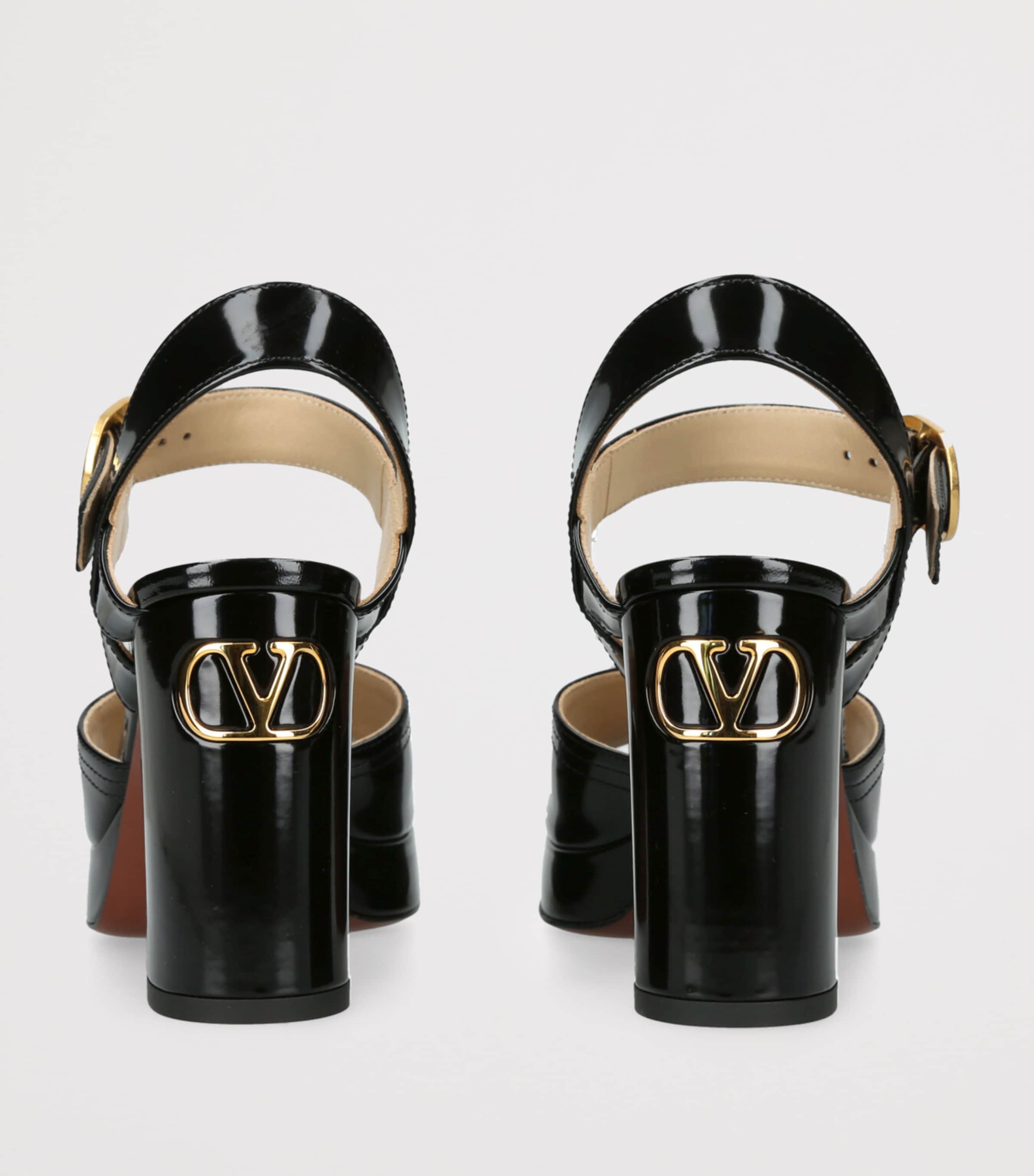 Leather Fawcette Heeled Sandals 100 BLACK Image 2