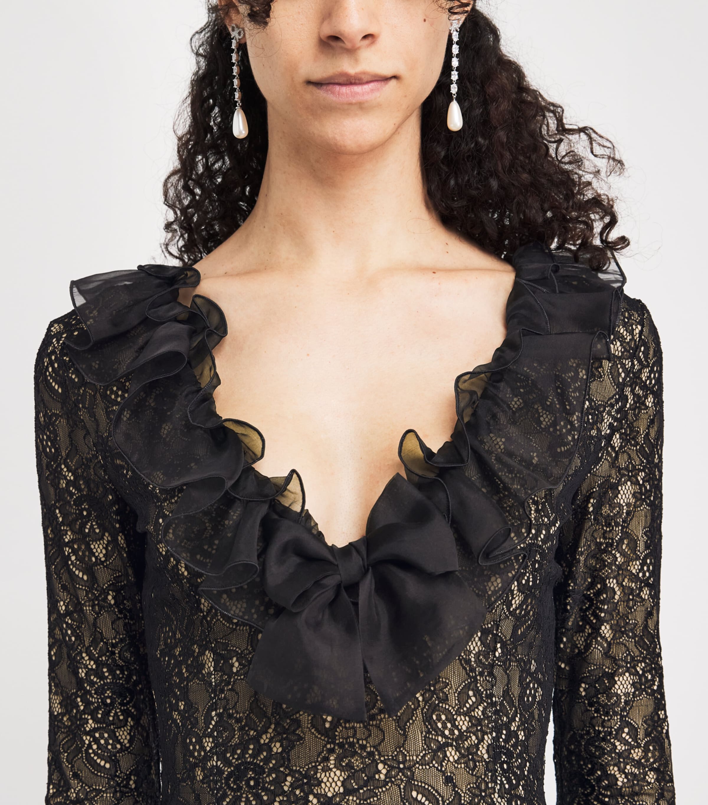 Alessandra Rich Womens Stretch-Lace Maxi Dress Black Image 3
