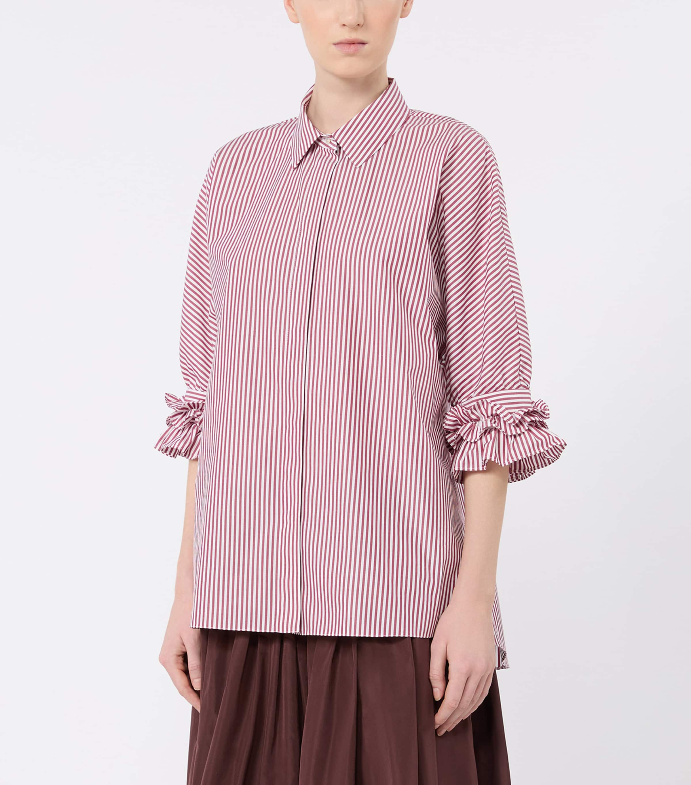 Max Mara Womens Poplin Stripe Shirt Bordeaux Image 3