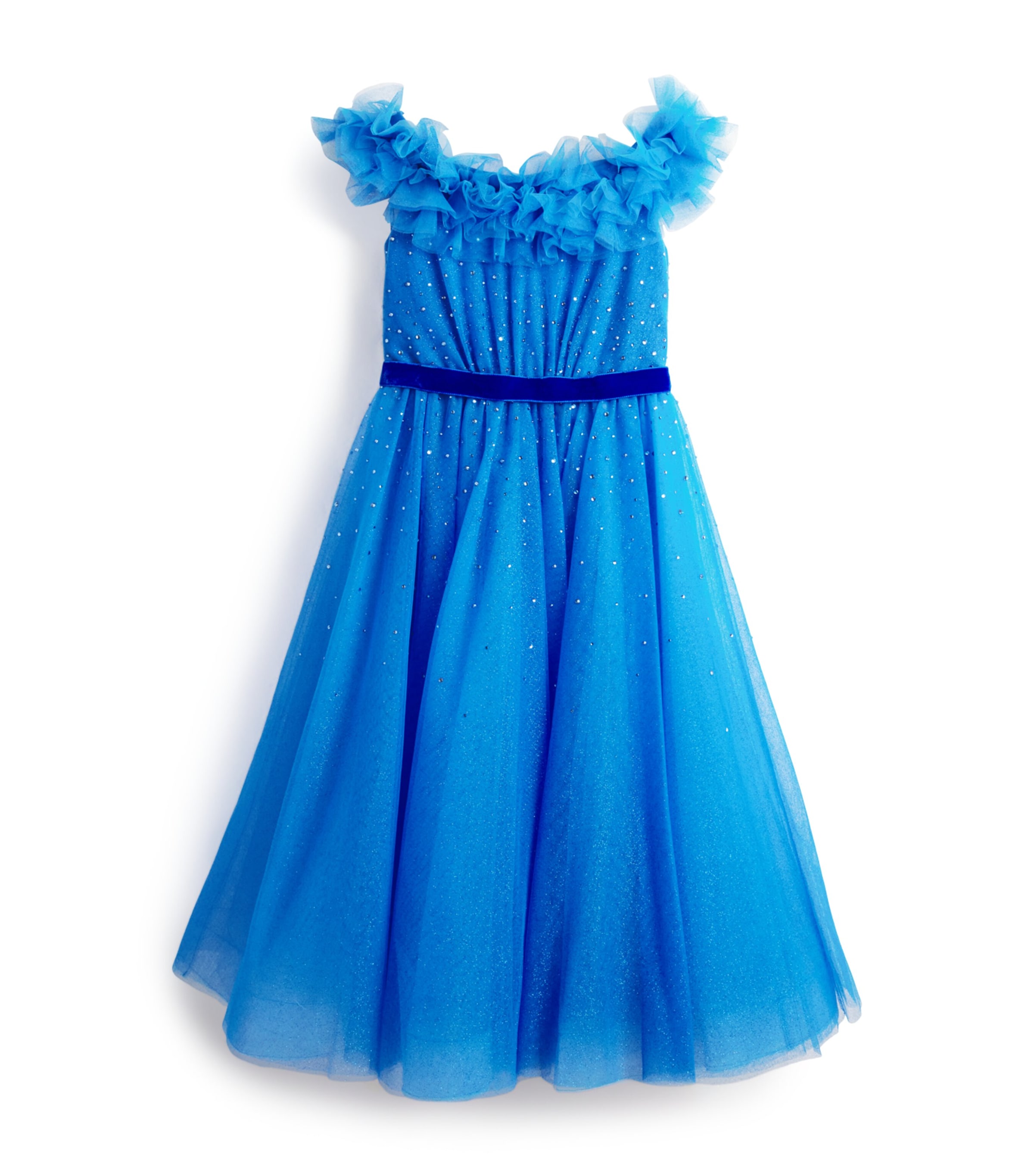 Shop Jenny Packham Tulle Off-shoulder Blue Moon Dress