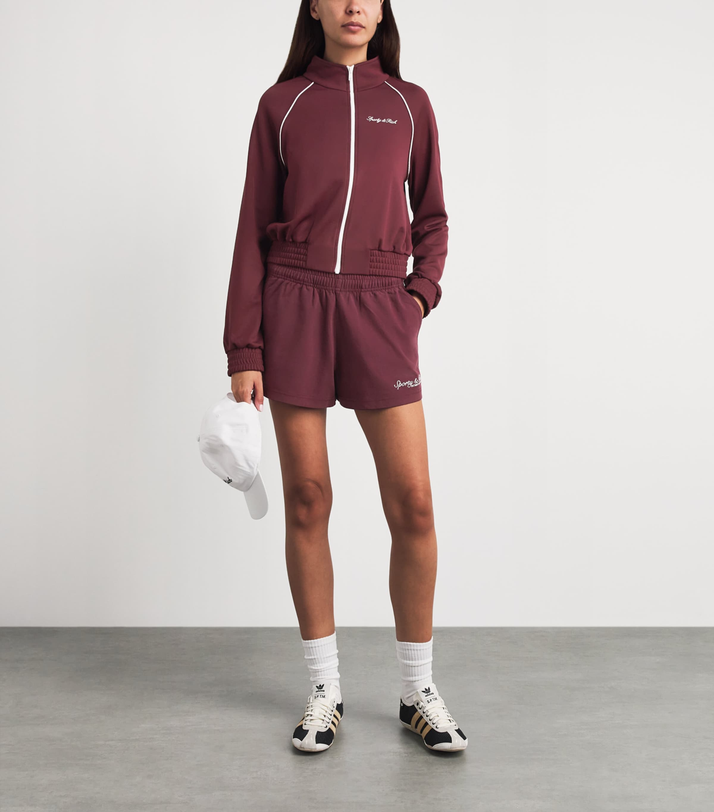 Sporty & Rich Womens Cotton Syracuse Sweat Shorts Bordeaux Image 2