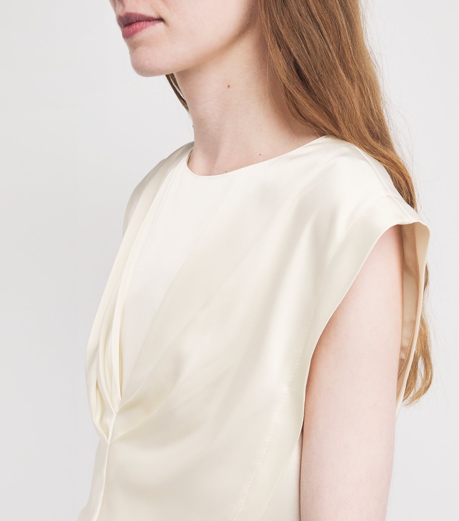 Sandro Paris Womens Satin Pleated Crop Top Ecru Image 3
