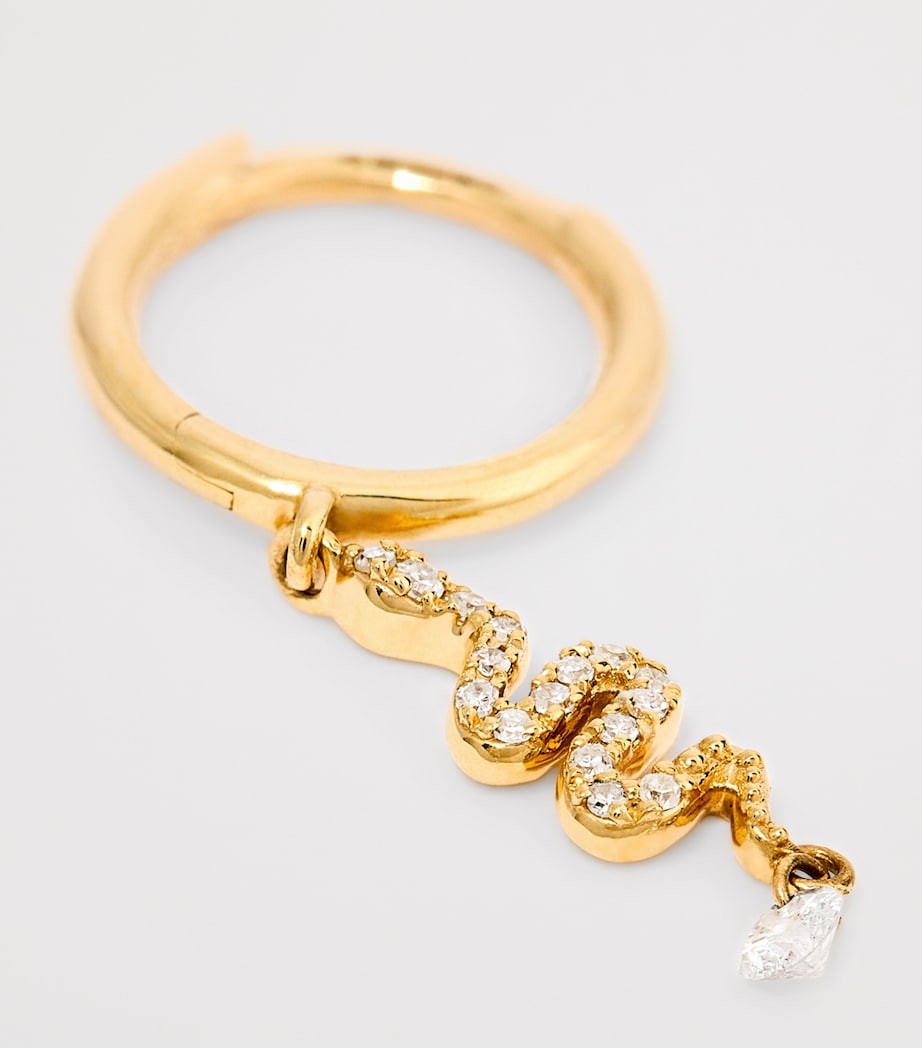 Persée Yellow Gold and Diamond Snake Single Hoop Earring Yellow Gold Image 6