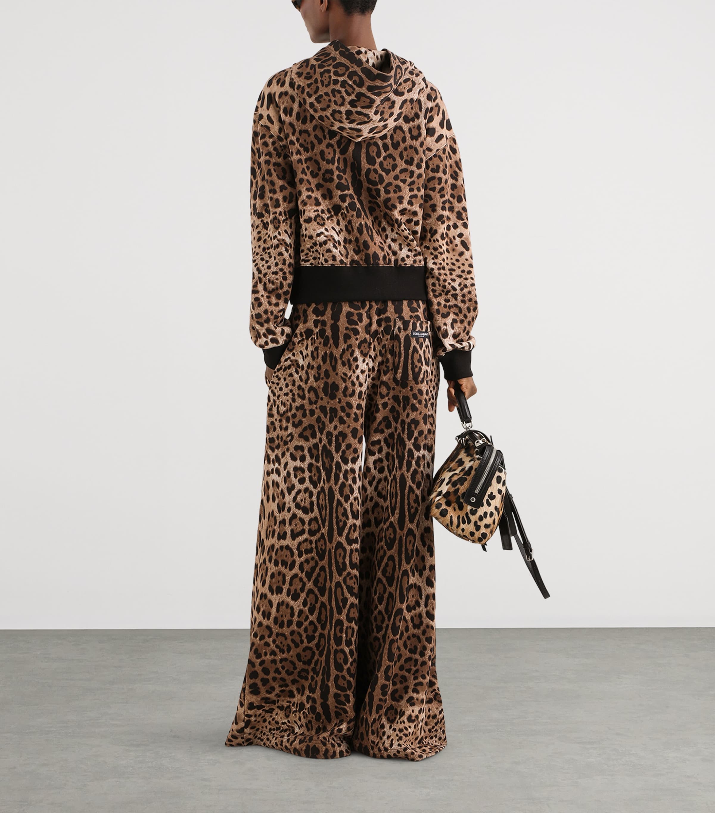 Dolce&Gabbana Womens Fleece Leopard Print Trousers Leo New Image 3
