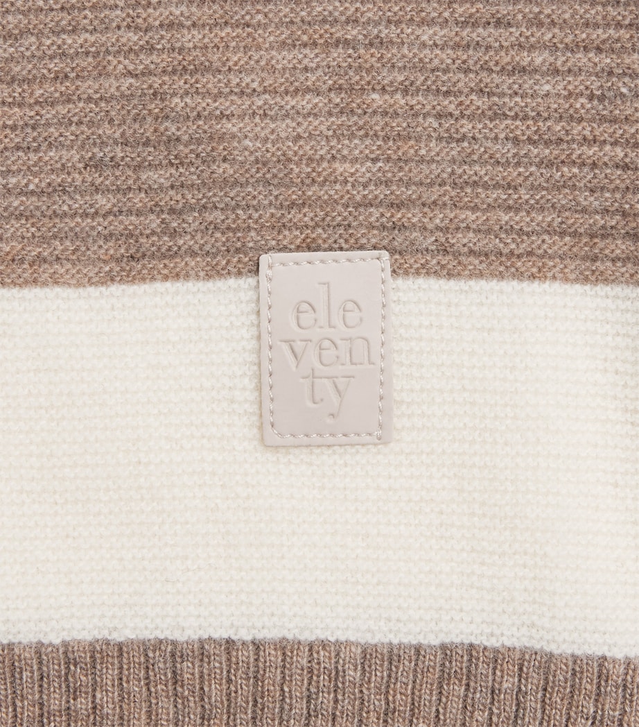 Eleventy Kids Wool-Cashmere Stripe Sweater (2-16 Years) Ivory/brown Image 3