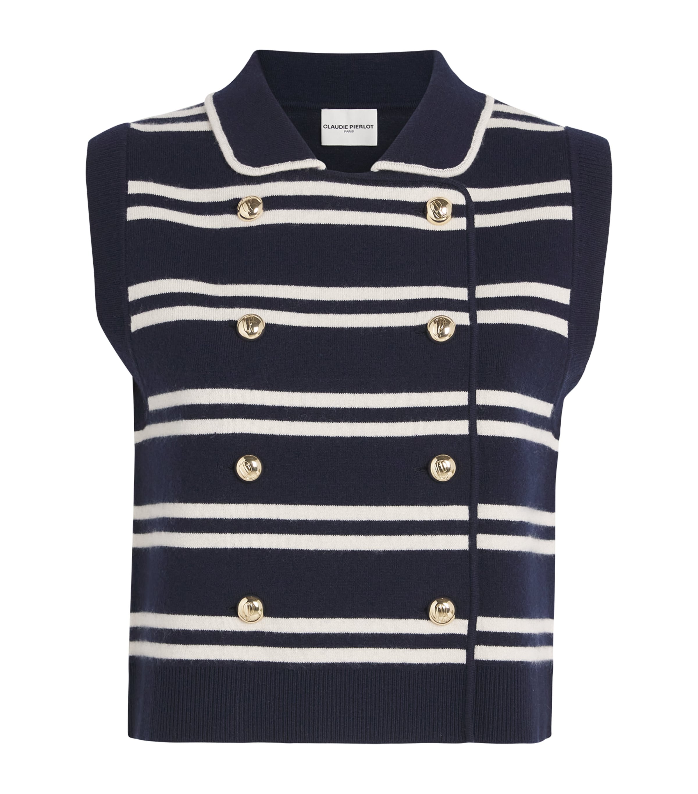 Claudie Pierlot Stripe Sleeveless Cardigan In Blue