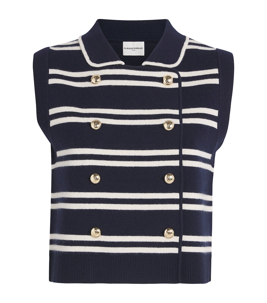 Stripe Sleeveless Cardigan DUAL-COLOR Image 1