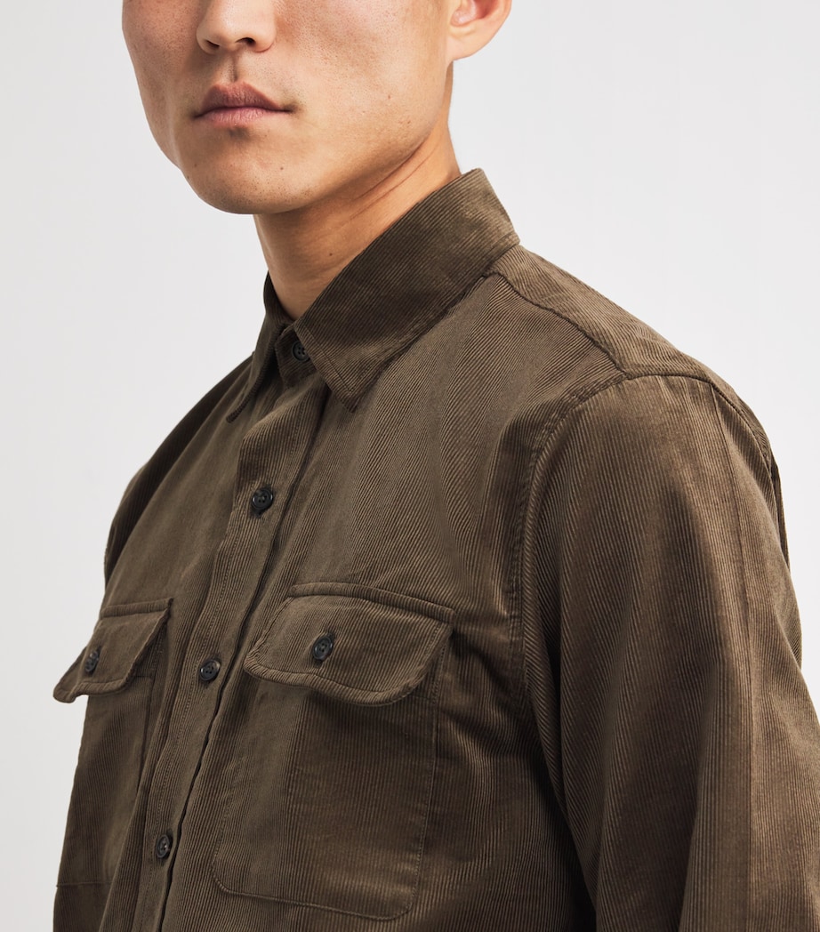 Ralph Lauren Purple Label Mens Sea Island Cotton Fine-Wale Corduroy Shirt Inverness Loden Image 6