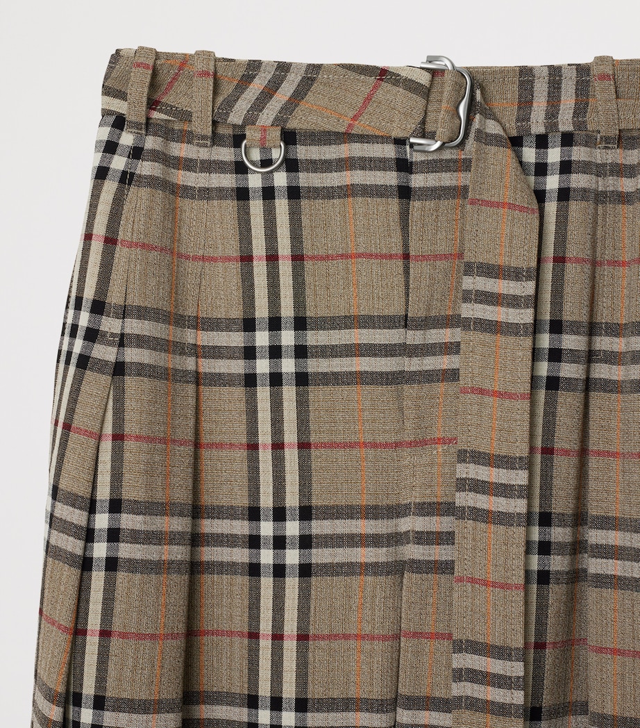 Check Belted Wide-Leg Trousers LIMESTONE IP CHECK Image 5