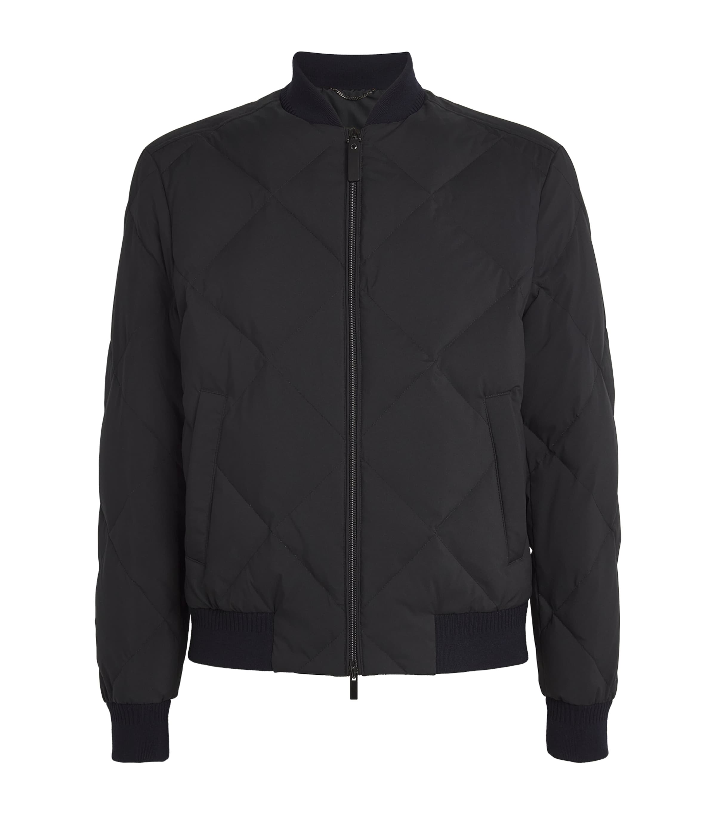 Shop Canali Diamond-quilted Puffer Jacket In Navy