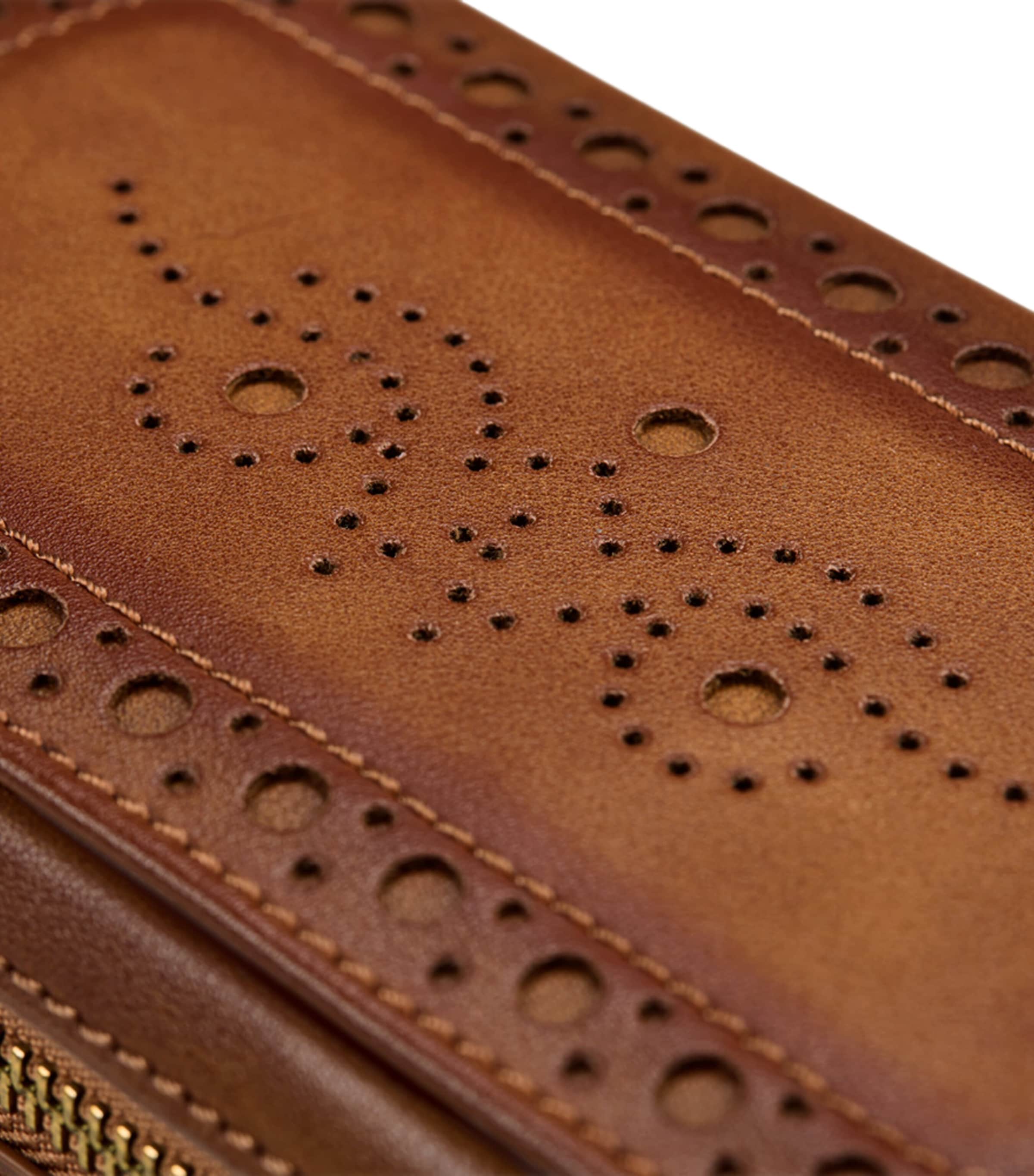 WOLF Brogue Zipped Watch Case Burnished Brown Image 6