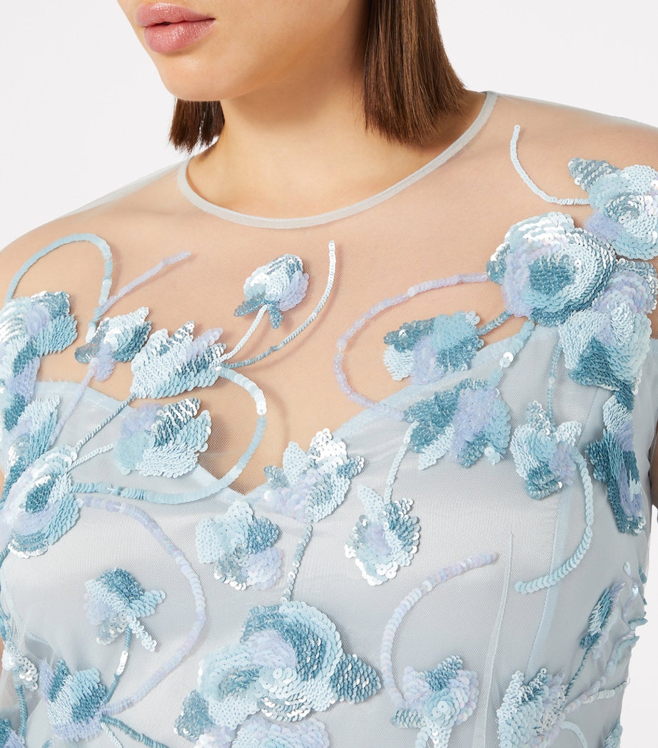 Sequin-Embellished Mesh Dress SKY BLUE Image 5