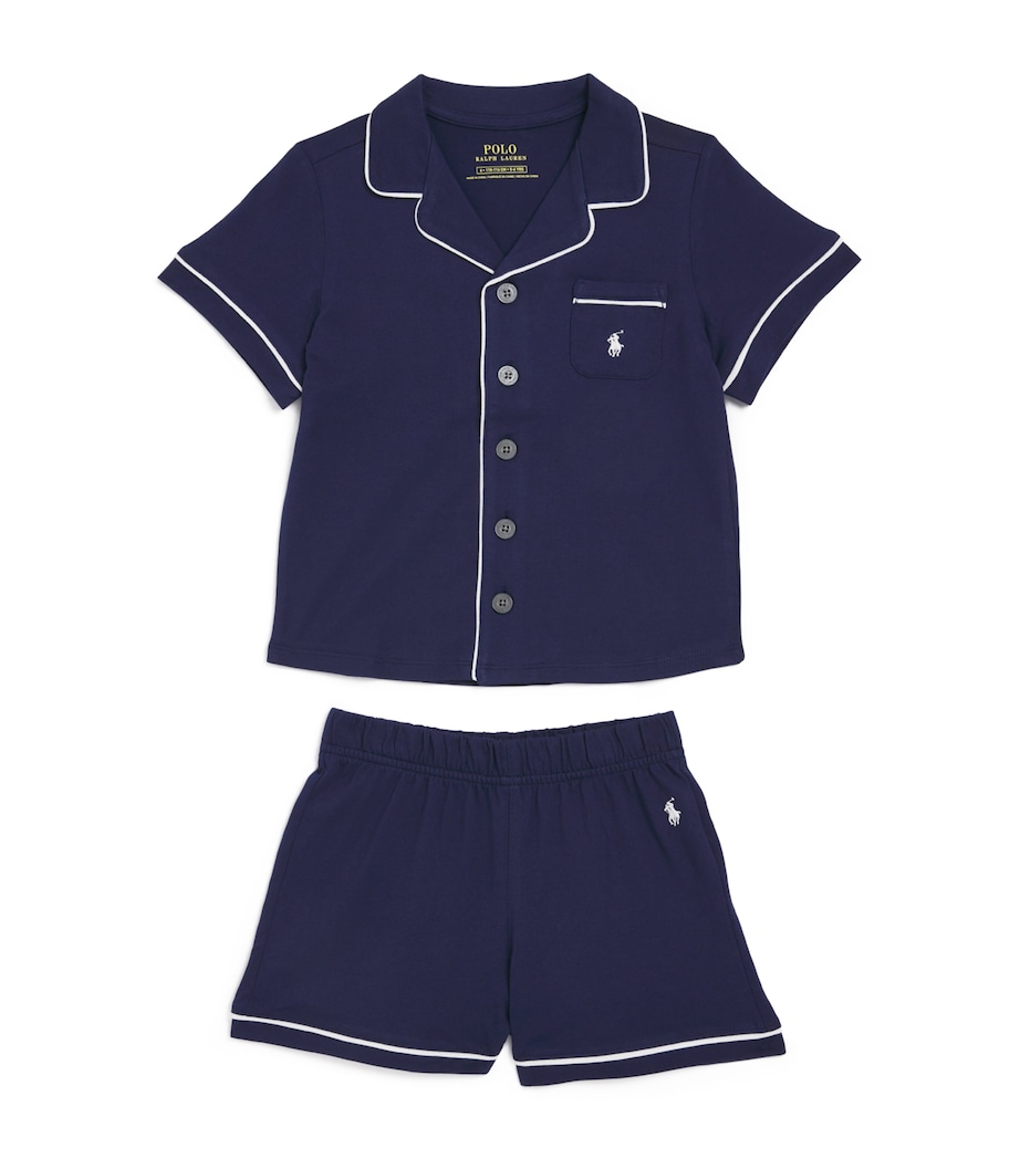 Cotton Polo Pony Pyjama Set (4-7 Years) BCV NEWPORT NAVY Image 1