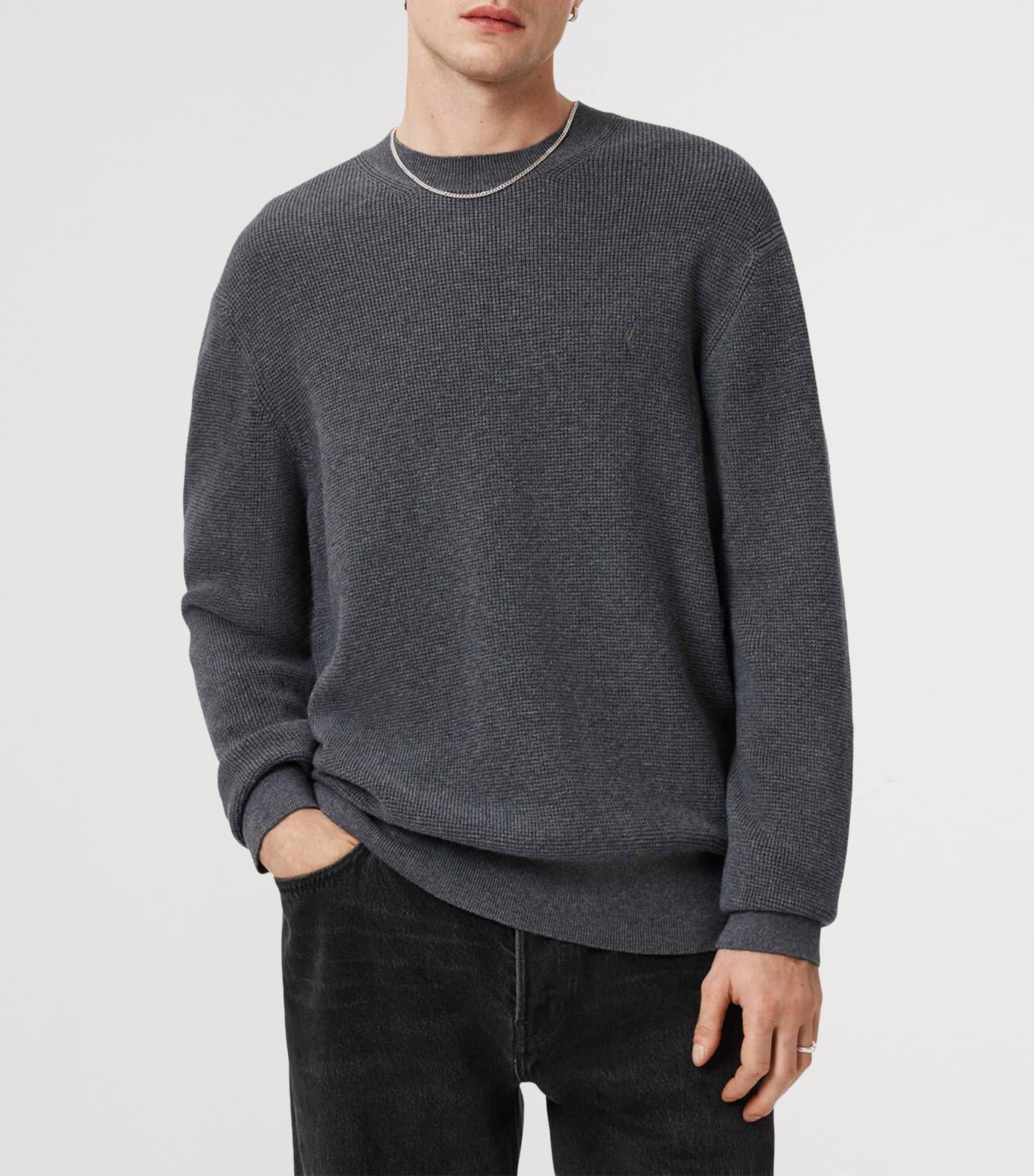 AllSaints Mens Organic Cotton-Wool Aspen Sweater Slate Blue Image 3