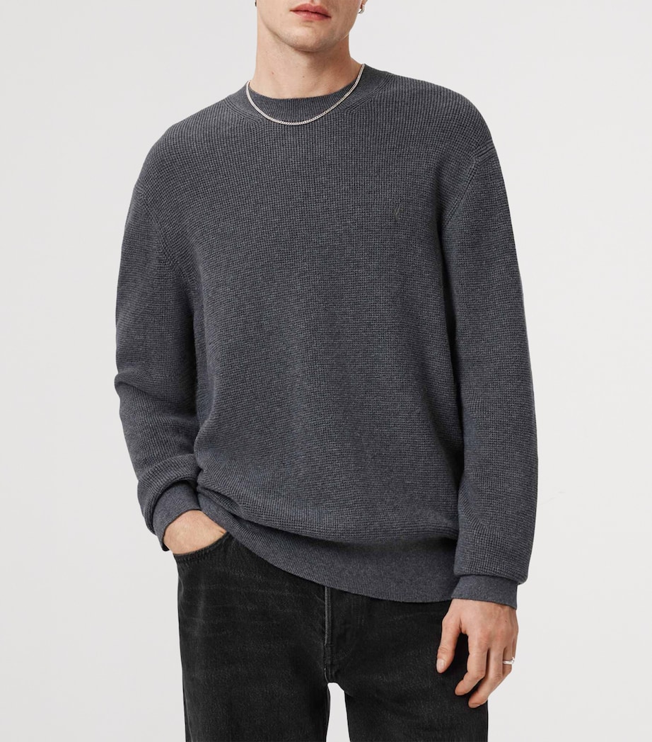 AllSaints Mens Organic Cotton-Wool Aspen Sweater Slate Blue Image 3