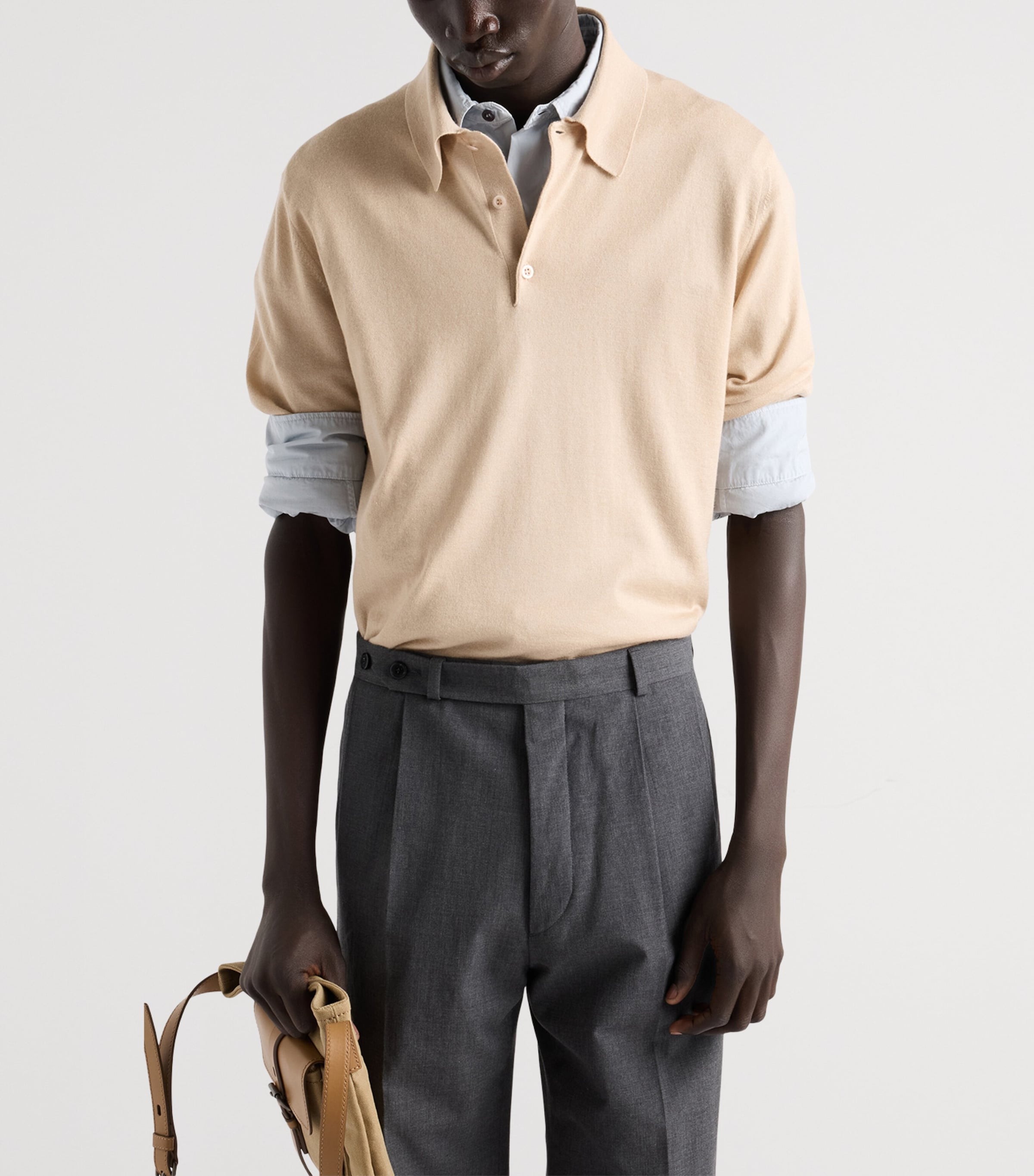 Prada Mens Cotton Logo Shirt Grey Image 4